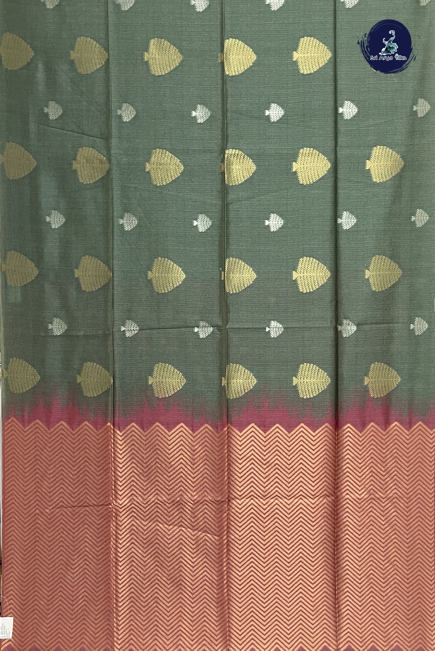 Olive Green Art Silk Saree With Zari Buttas Pattern