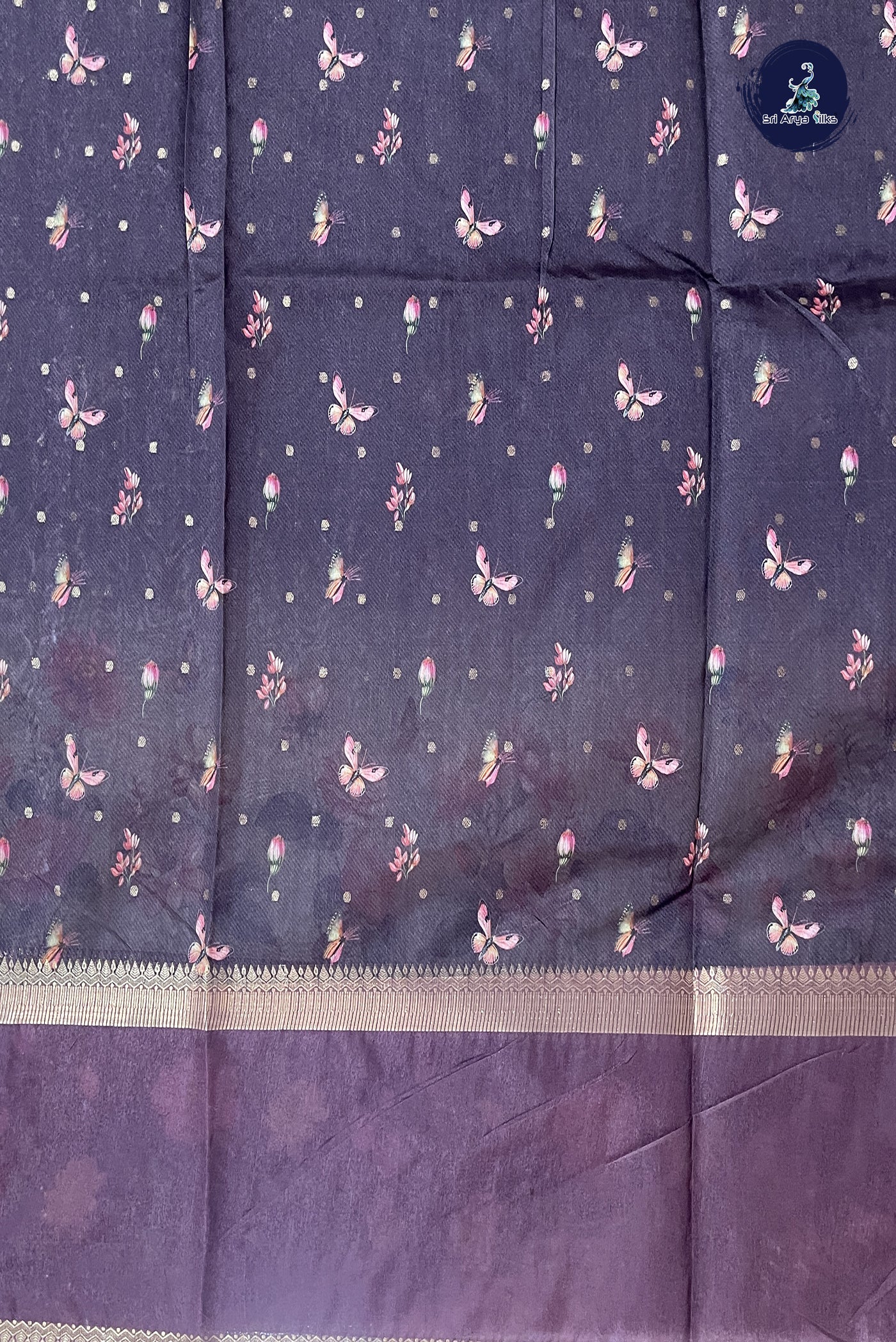 Snuf Raw Silk Saree With Floral Digital Print Pattern