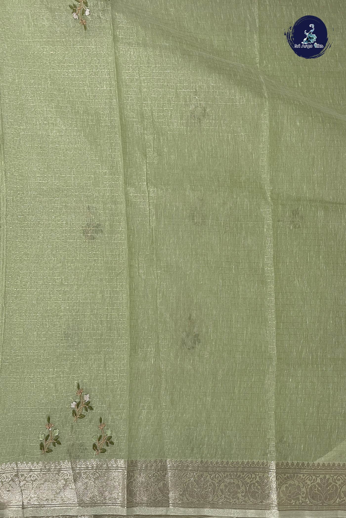 Light Green Tissue Banarasi Saree With Embroidery Pattern