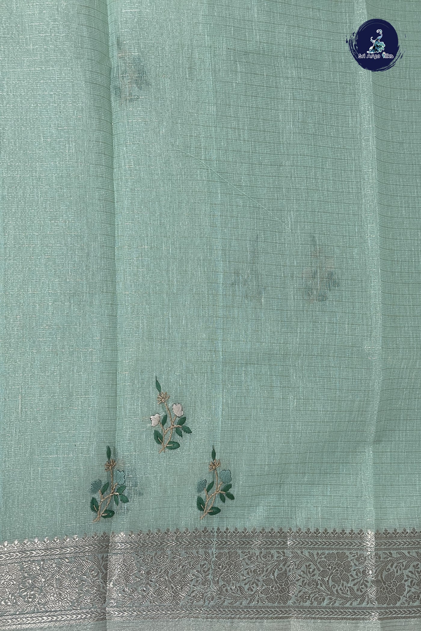 Pista Green Tissue Banarasi Saree With Embroidery Pattern