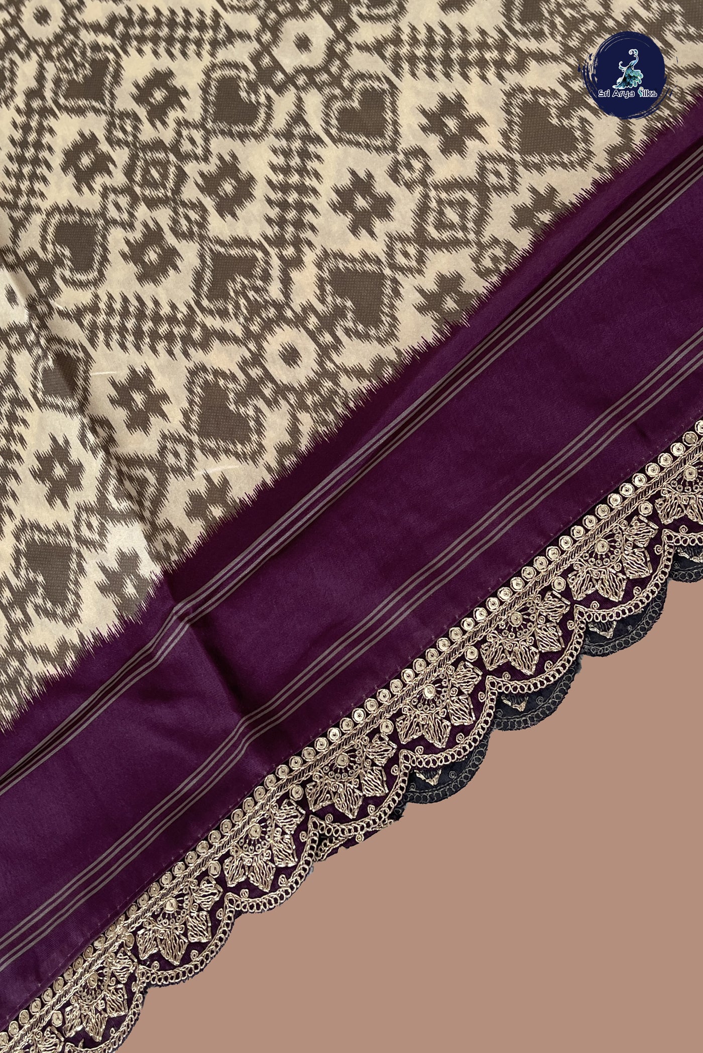 Off White Raw Silk saree With Ikat Pattern