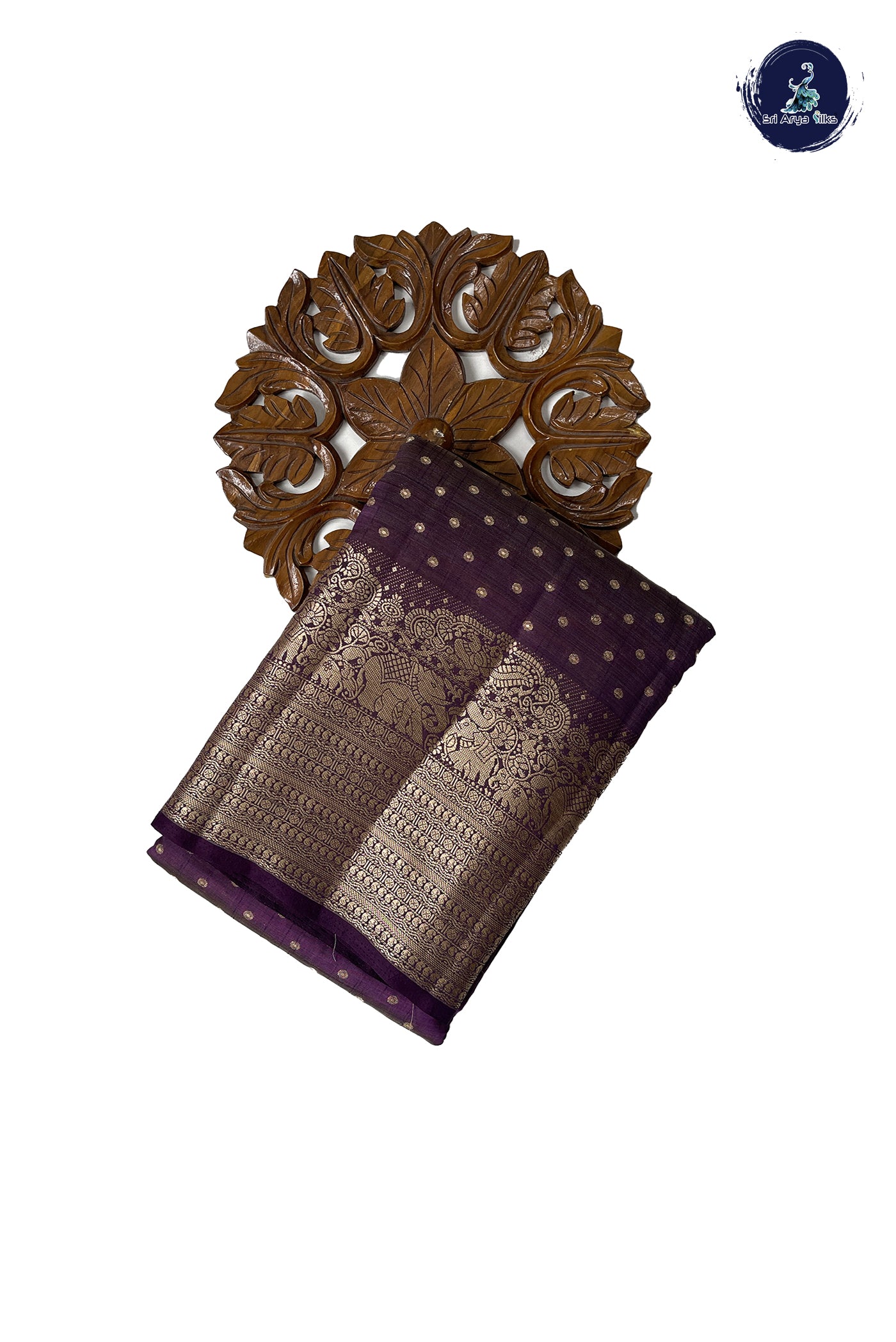 Purple Semi Tussar Saree With Zari Buttas Pattern