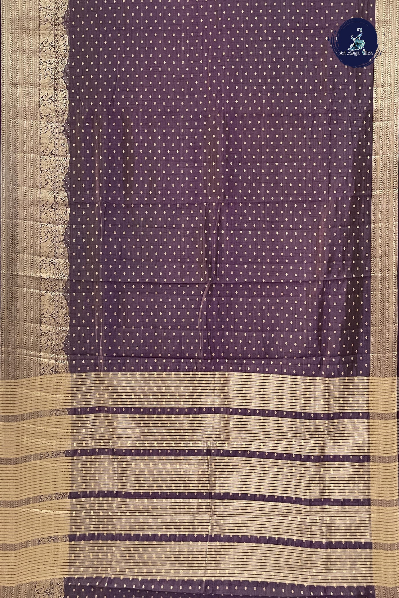 Purple Semi Tussar Saree With Zari Buttas Pattern