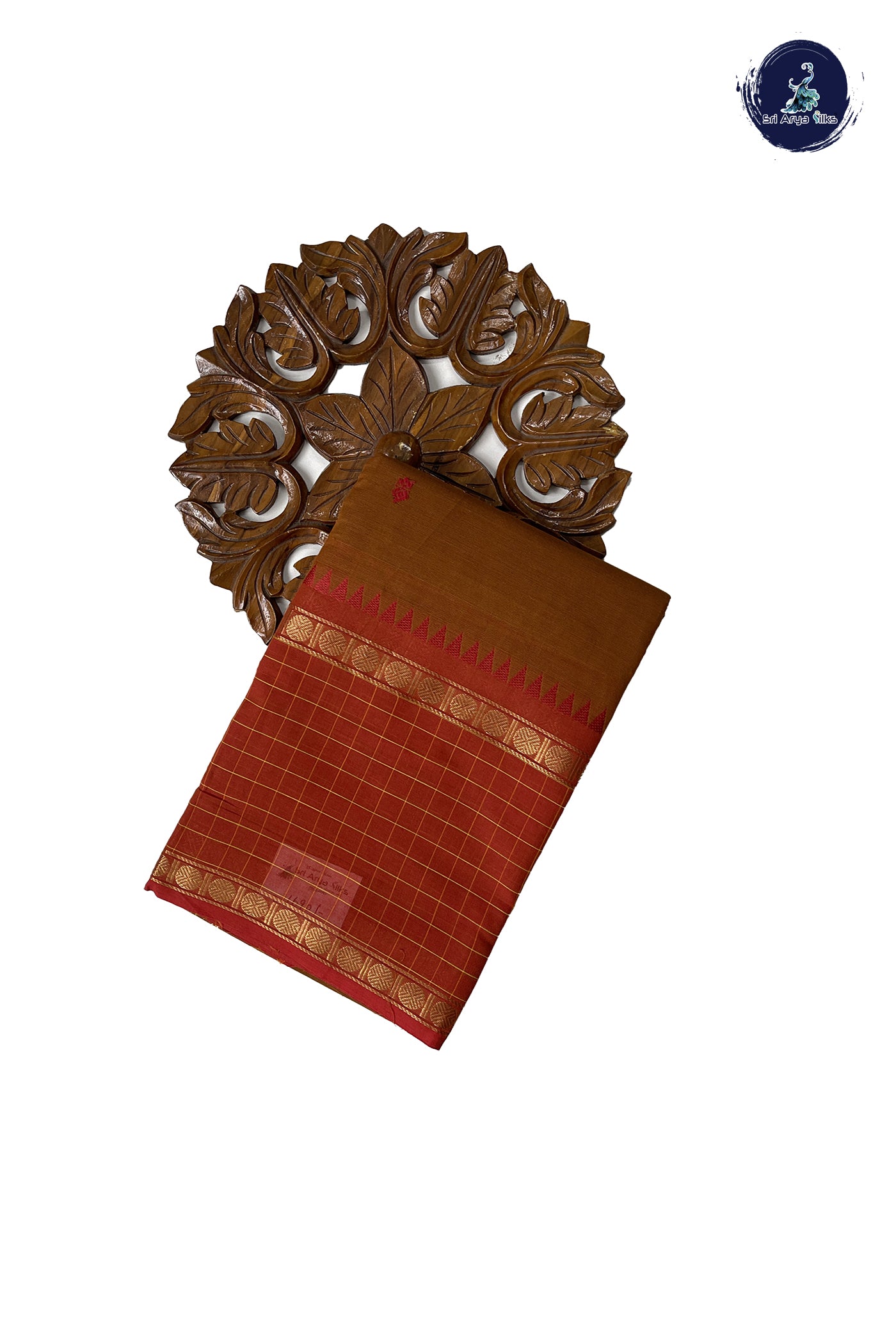 Mustard Chettinad Cotton Saree With Buttas Pattern