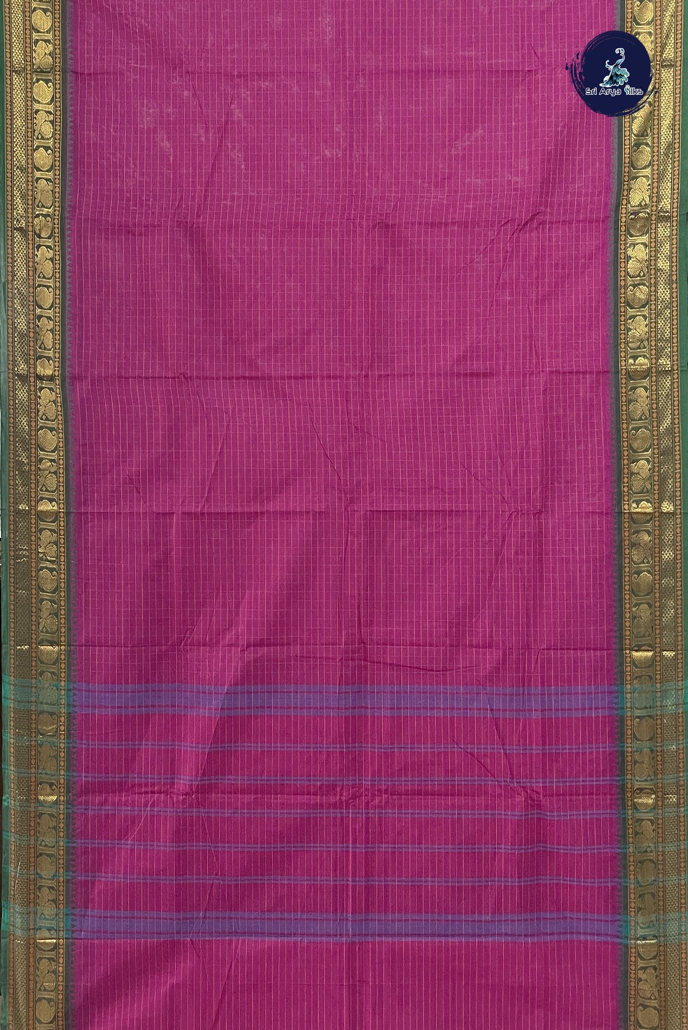 Magenta Chettinad Cotton Saree With Checked Pattern