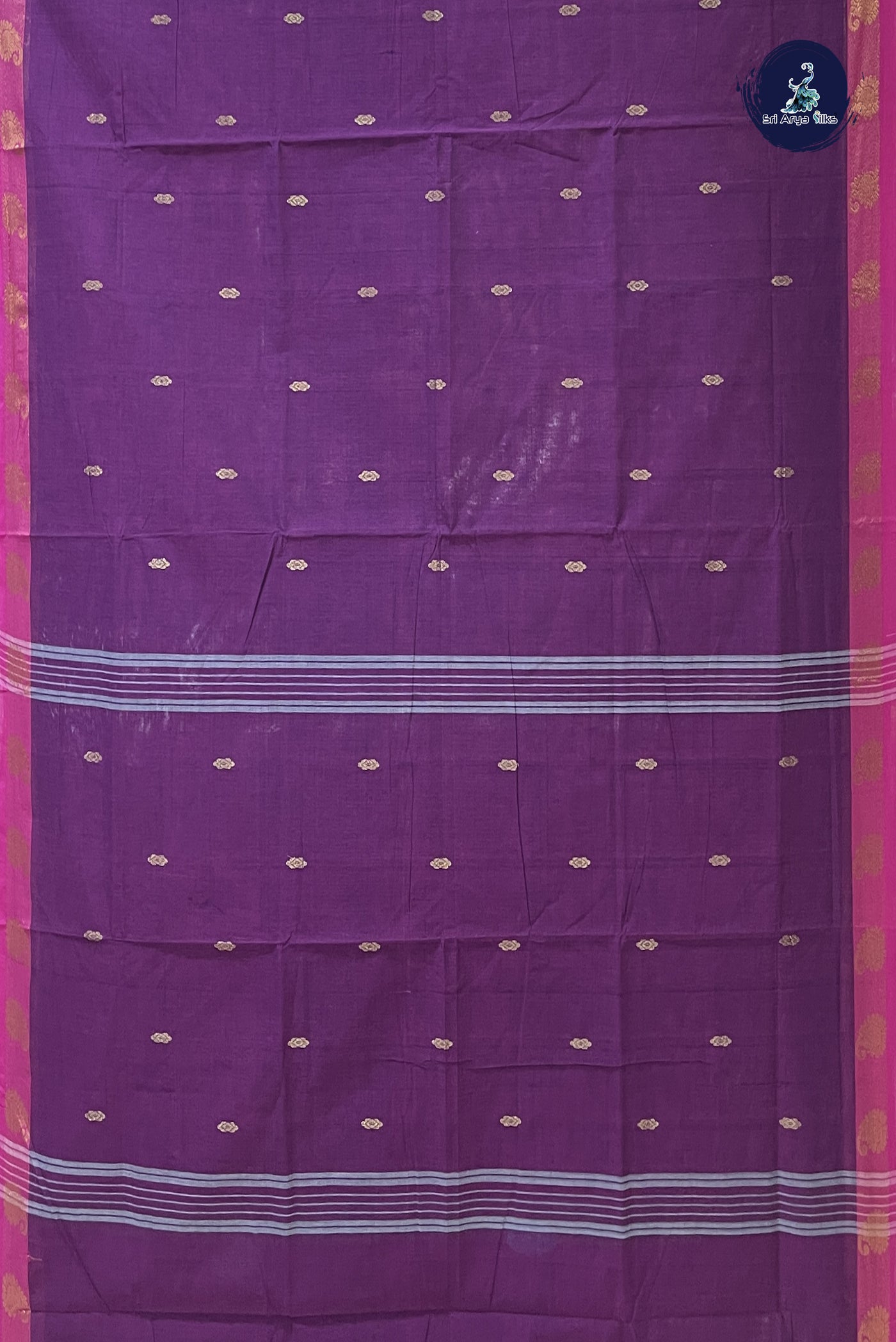 BeetRoot Shade Chettinad Cotton Saree With Zari Buttas Pattern