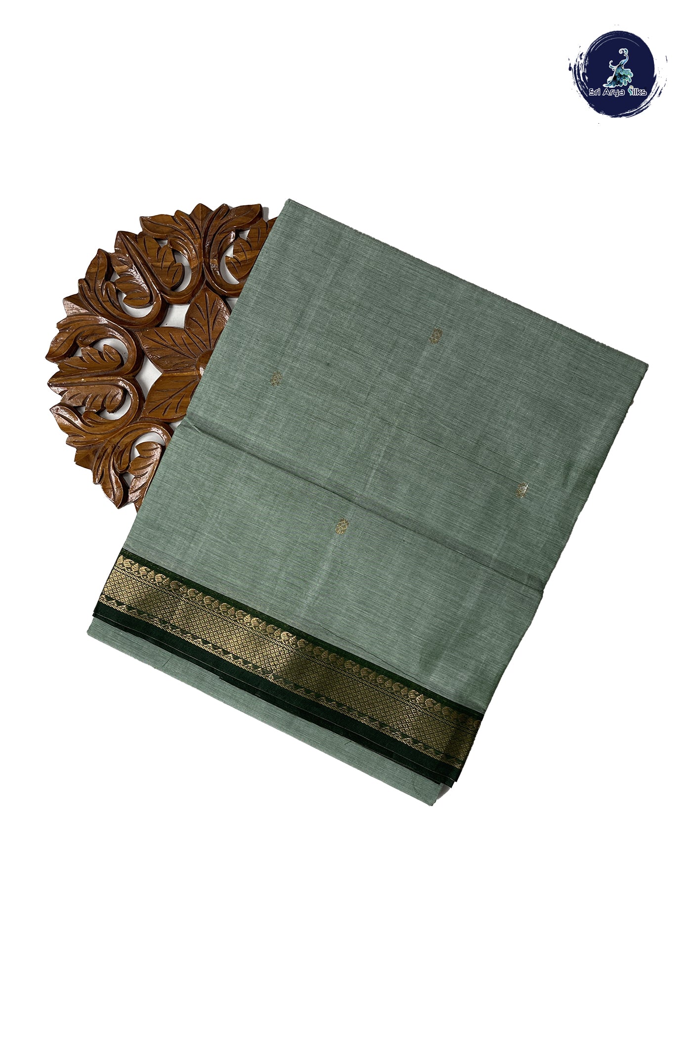 Pastel Shade Chettinad Cotton Saree With Zari Buttas Pattern