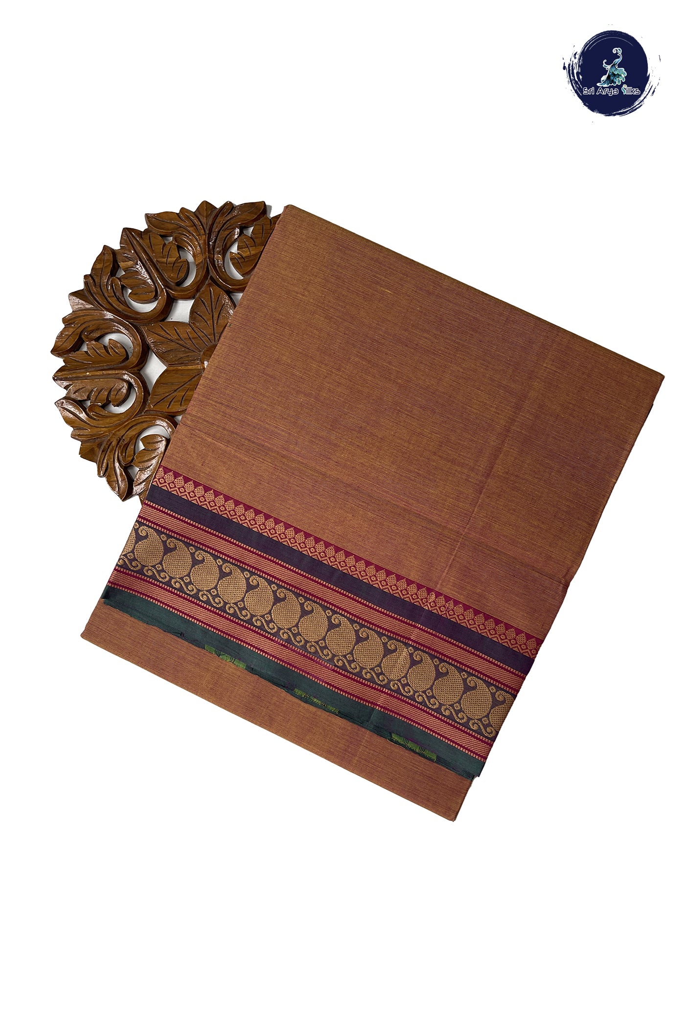 Creamish Yellow Chettinad Cotton Saree With Plain Pattern