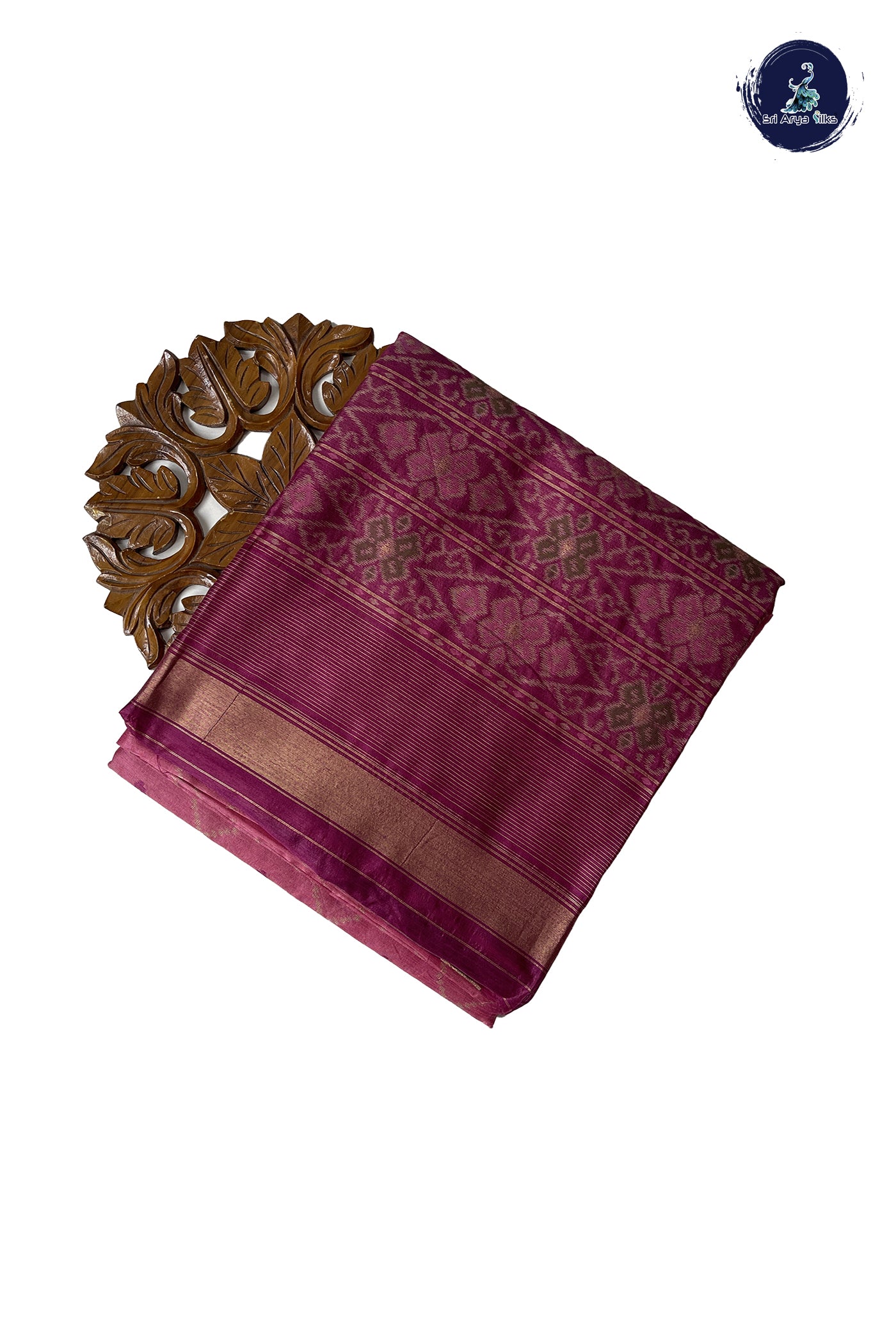 Pink Raw Silk Saree With Patola Pattern