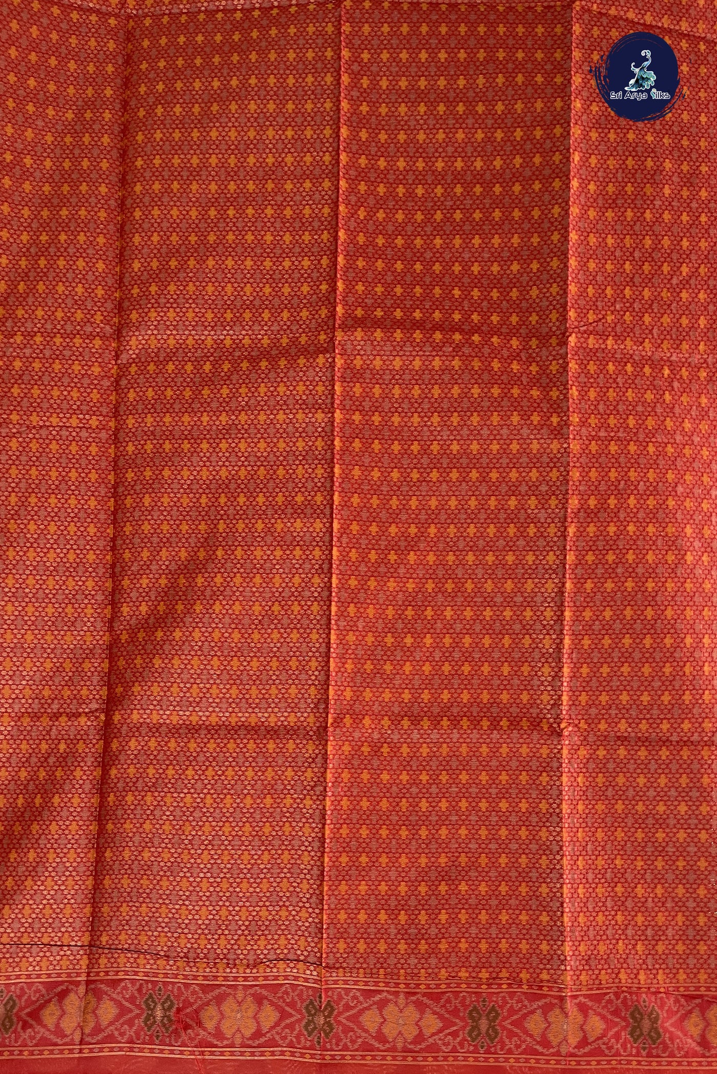 Orange Raw Silk Saree With Patola Pattern