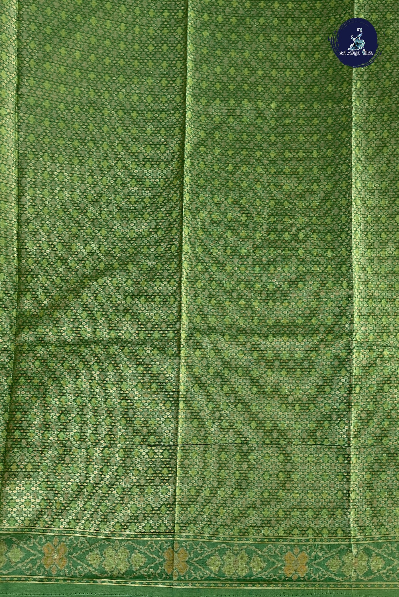 Light Green Raw Silk Saree With Patola Pattern