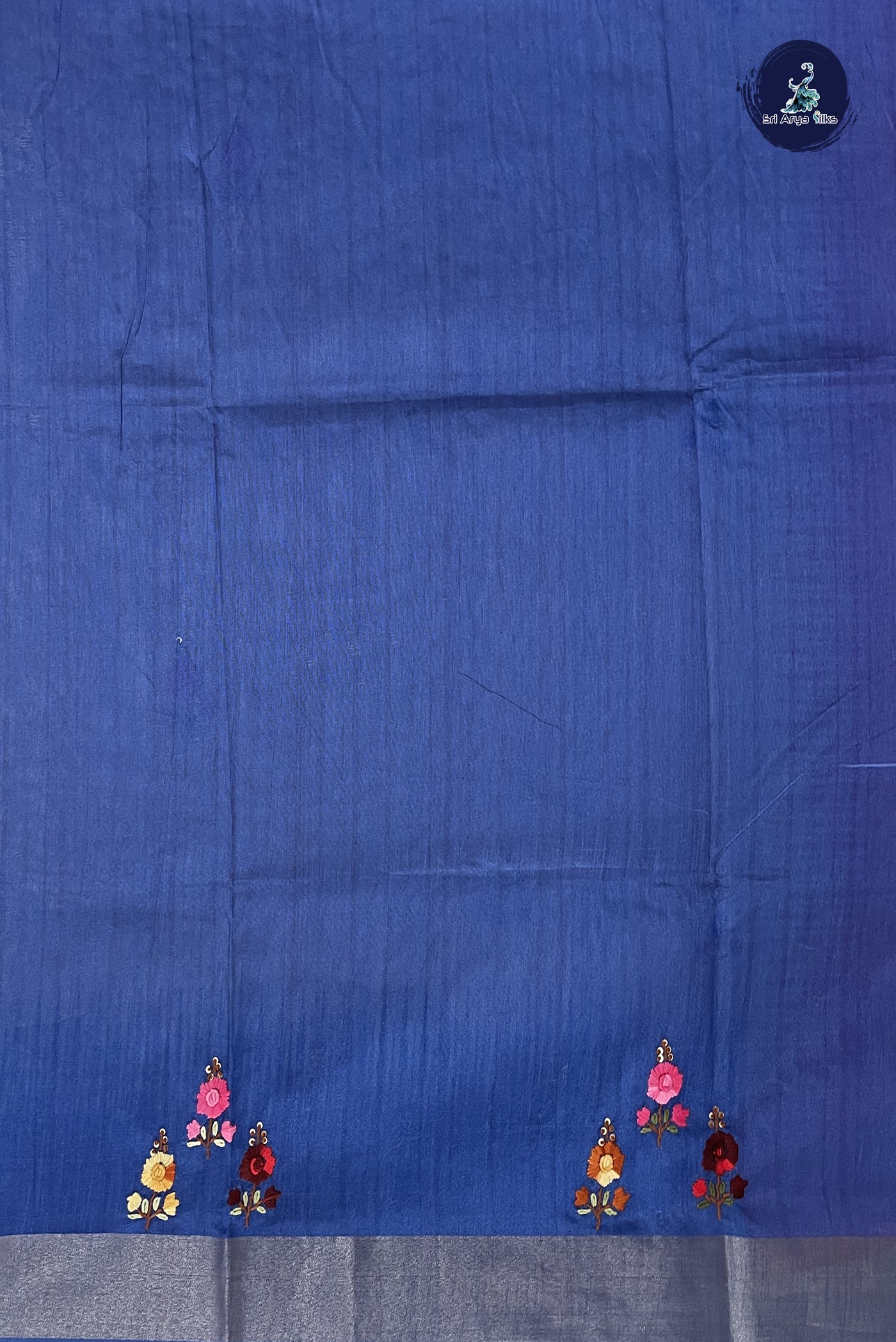 Chikku Shade Tussar Saree With Embroidery Pattern