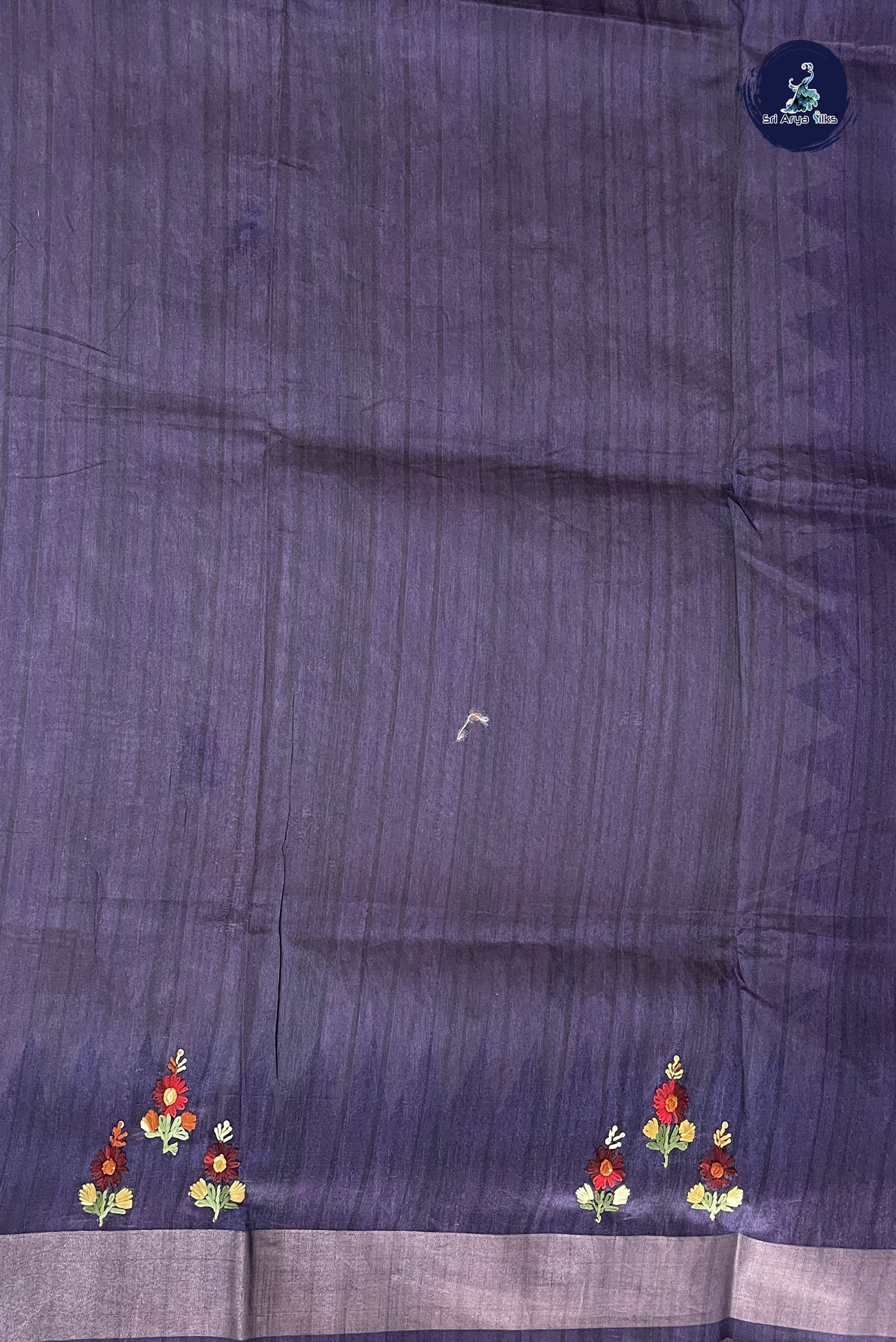 Chikku Shade Tussar Saree With Embroidery Pattern