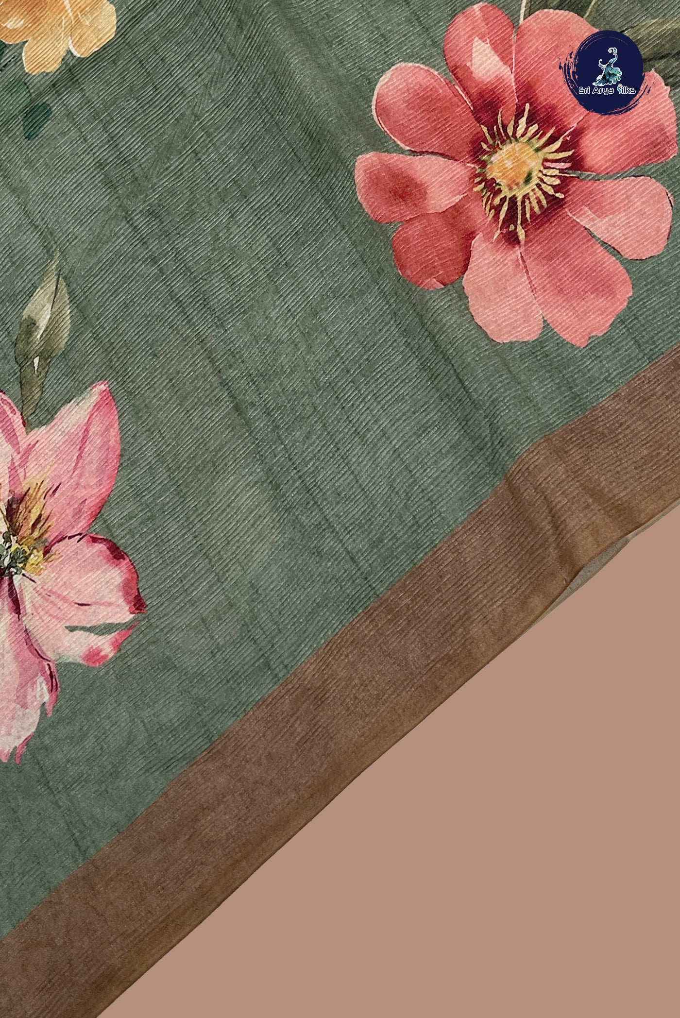 Pastel green Semi Tussar Saree with Printed Pattern
