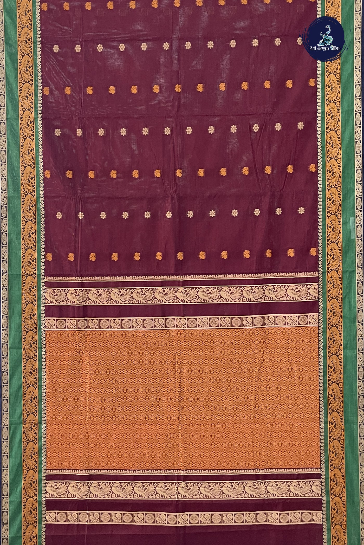 Arakku Kanchi Cotton Saree With Buttas Pattern