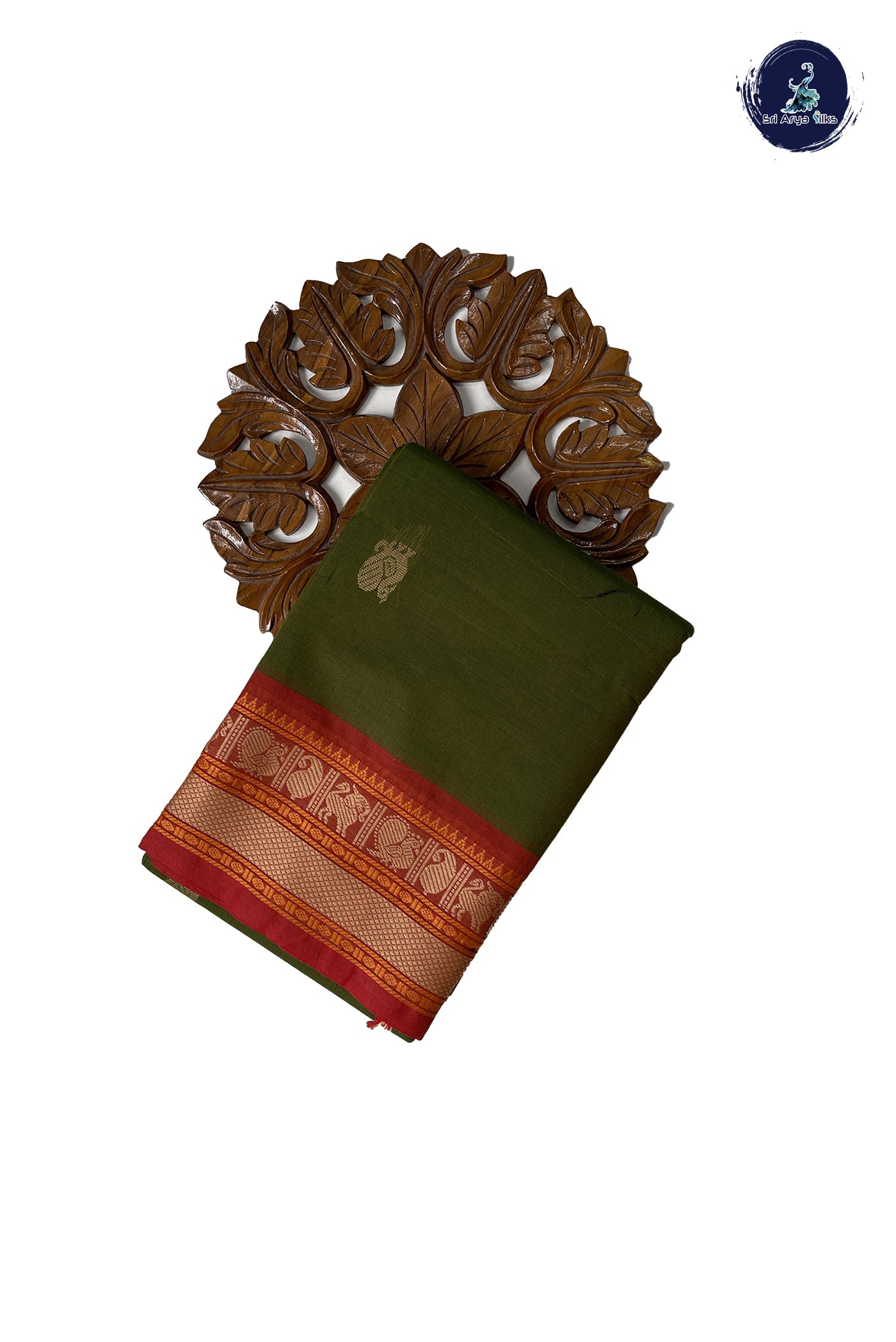 Mehendi Green Kanchi Cotton Saree With Buttas Pattern