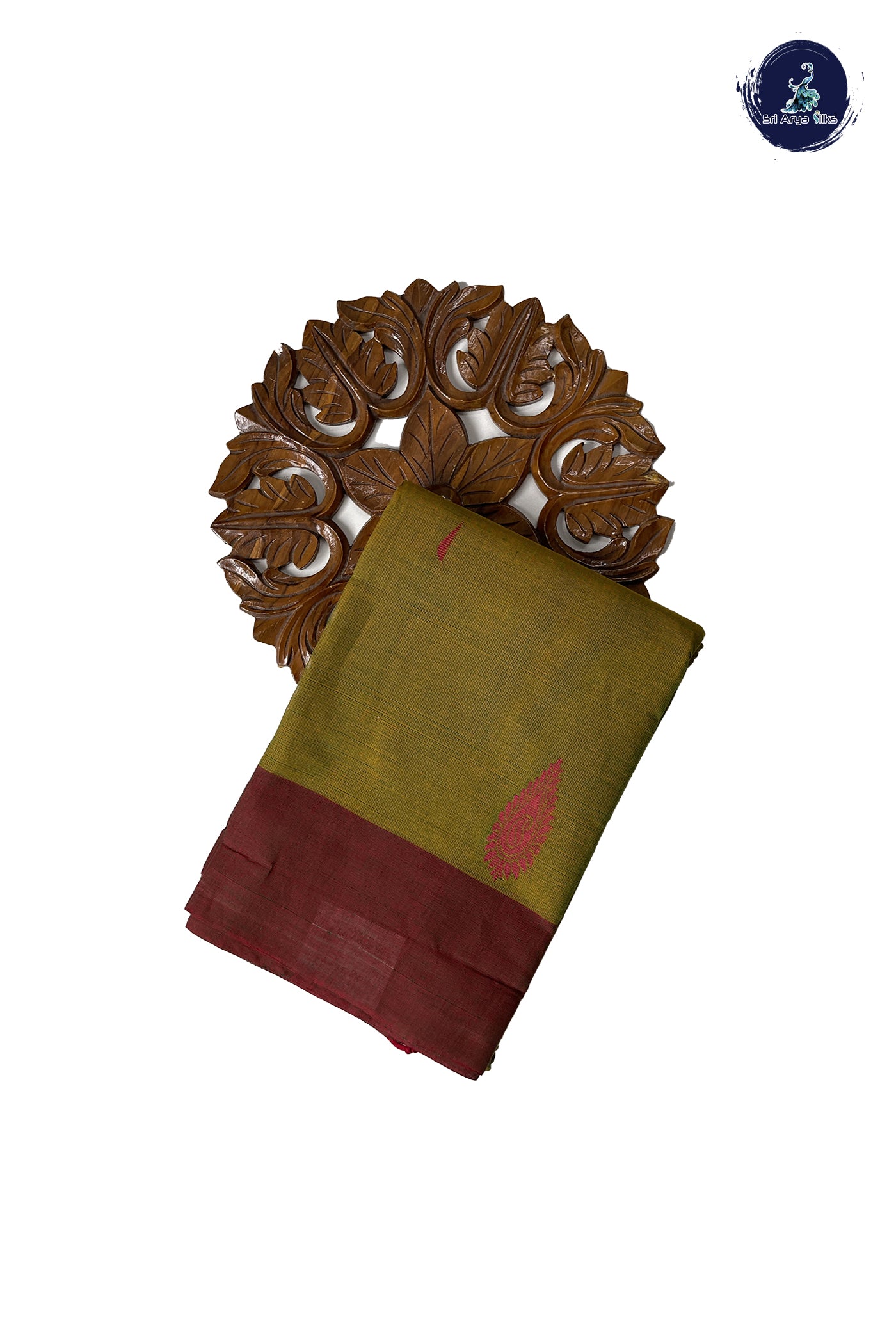 Yellowish Green Kanchi Cotton Saree With Buttas Pattern