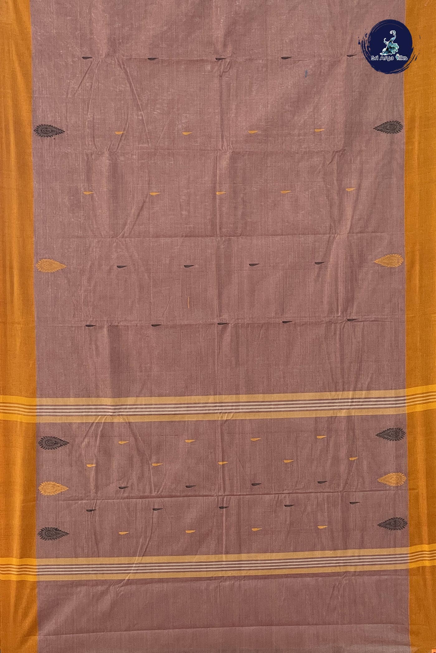 Dual Tone Brown Kanchi Cotton Saree With Buttas Pattern