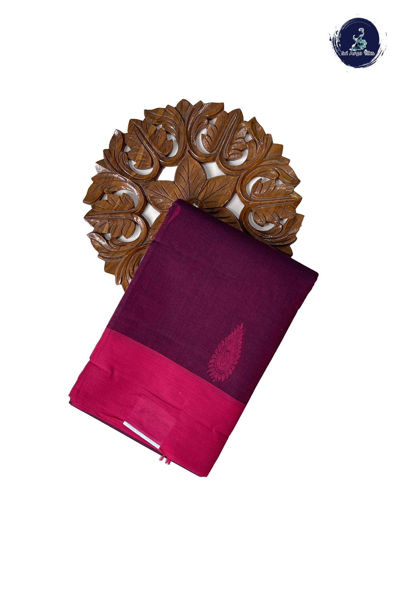 Dark Pink Kanchi Cotton Saree With Buttas Pattern