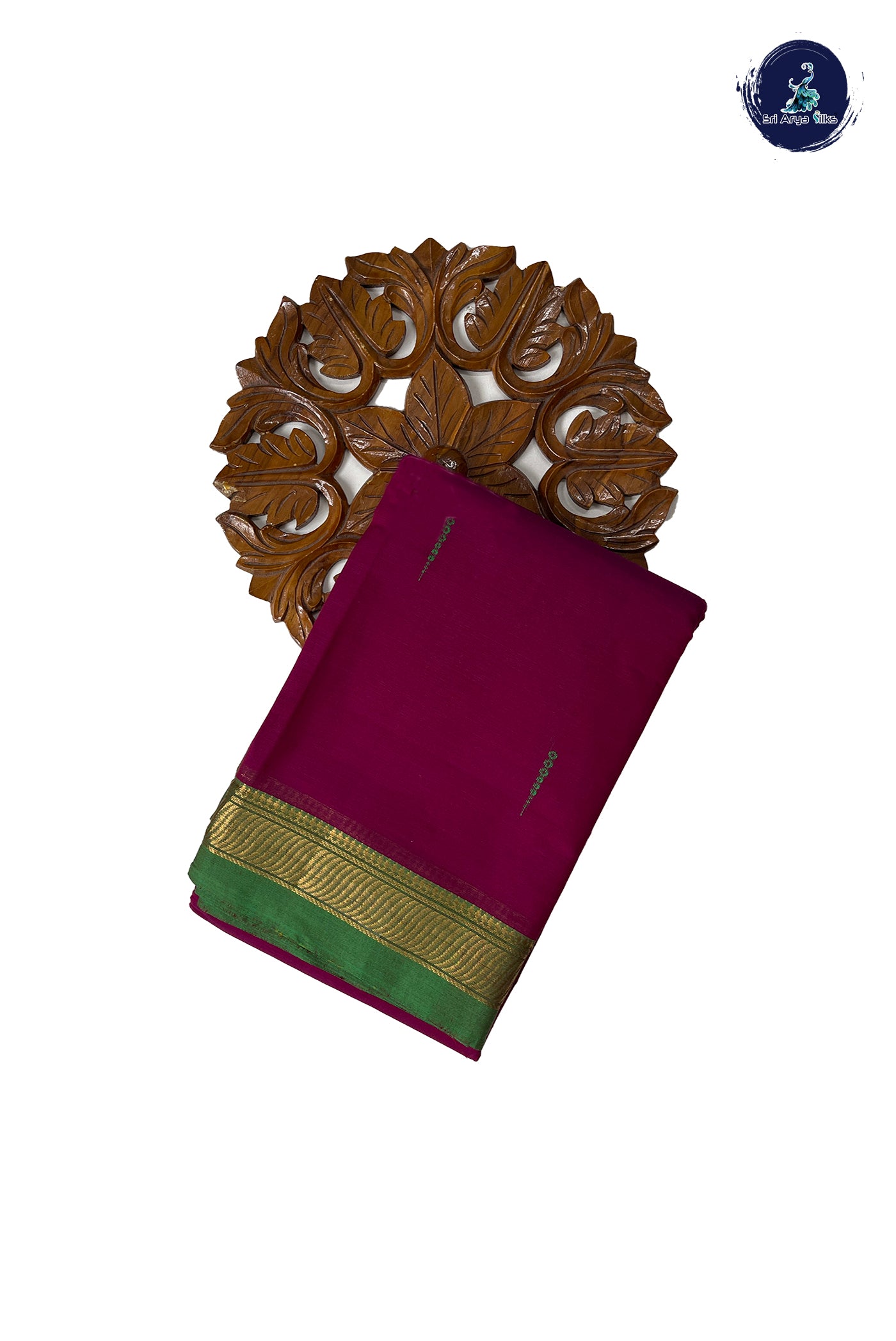 Dark Pink Kanchi Cotton Saree With Buttas Pattern