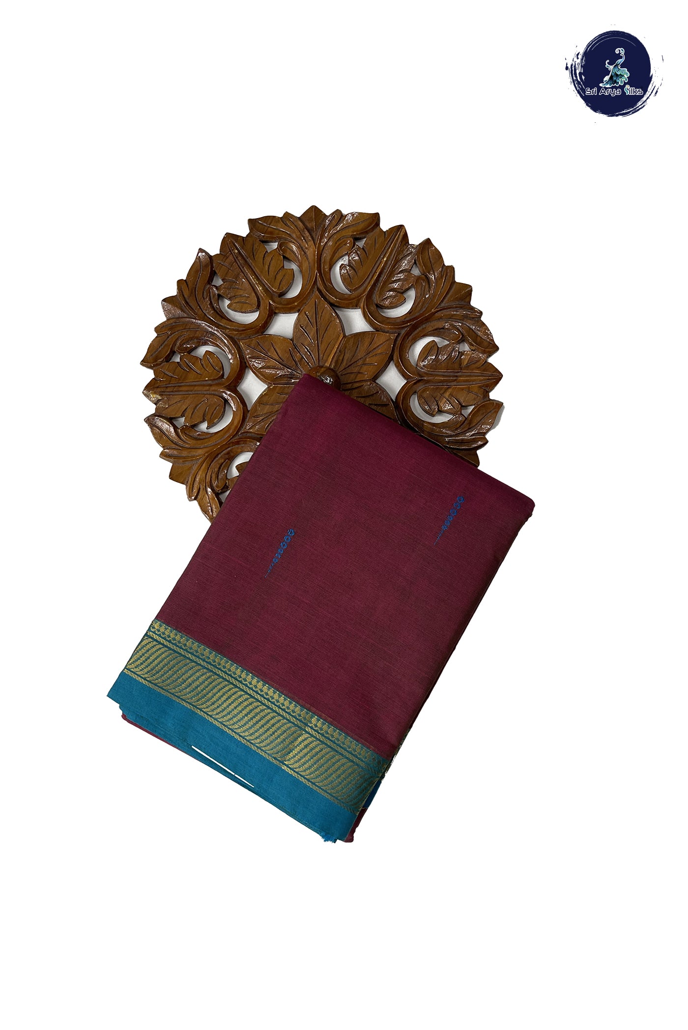 Pinkish Maroon Kanchi Cotton Saree With Buttas Pattern