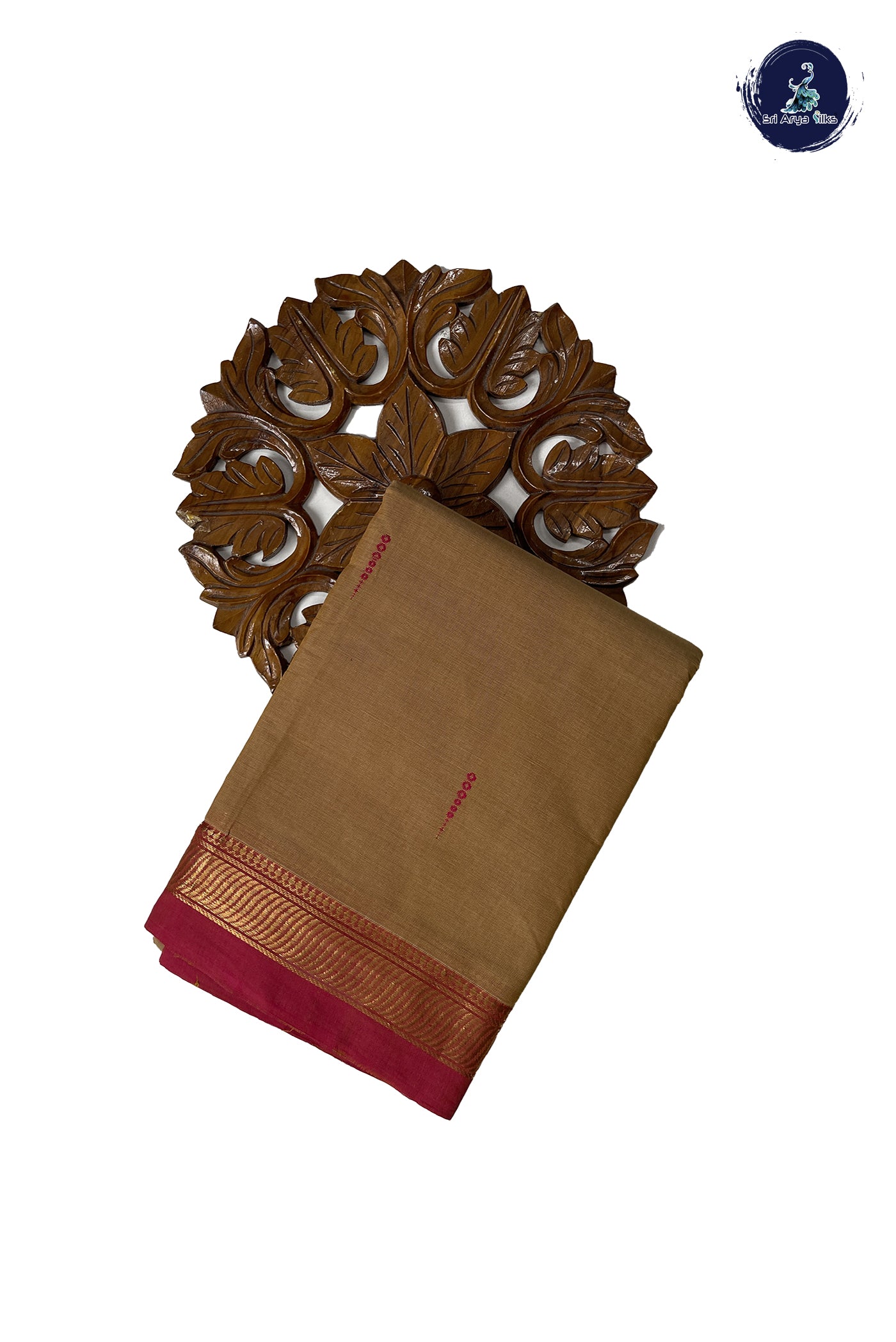 Beige Kanchi Cotton Saree With Buttas Pattern