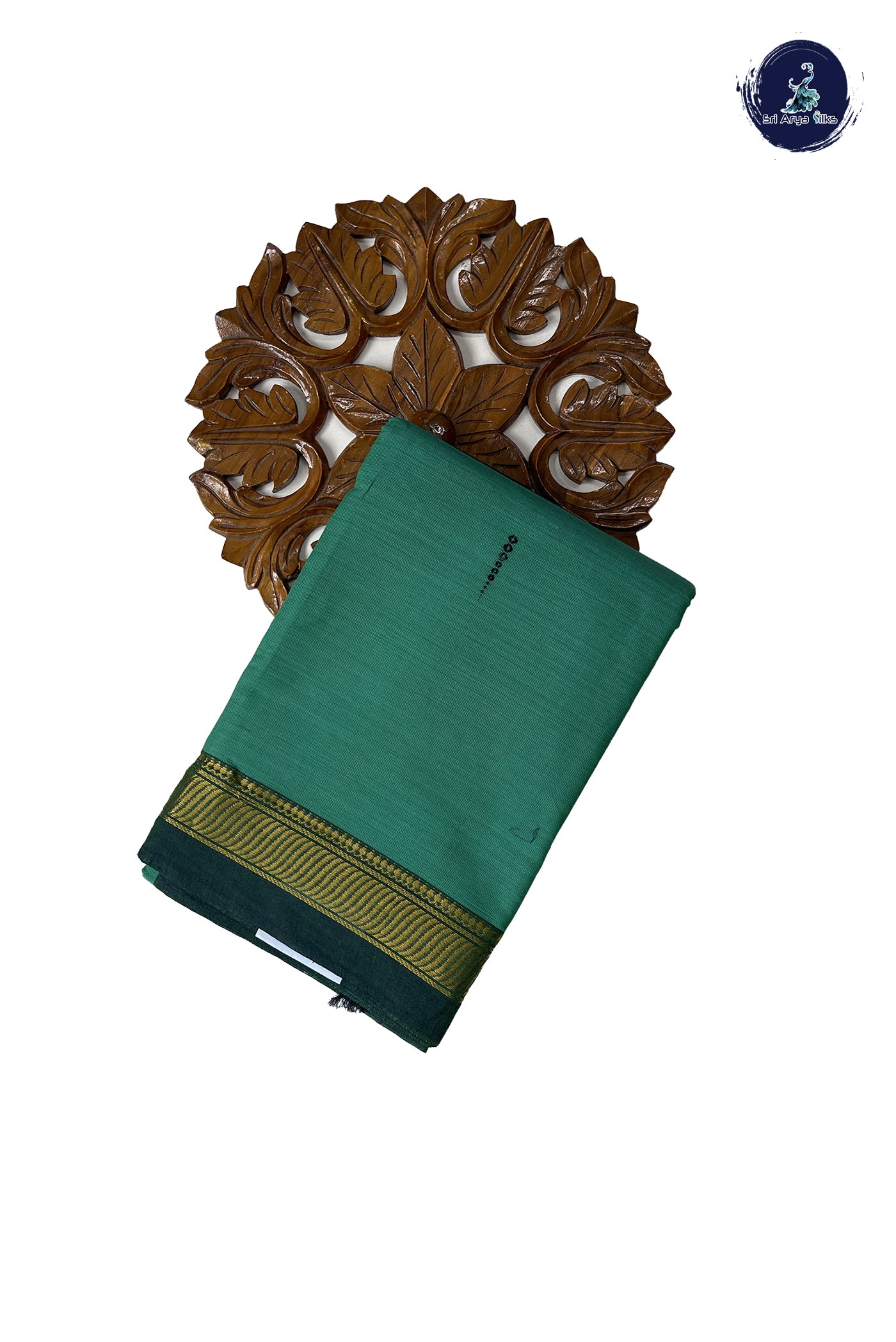 Teal Kanchi Cotton Saree With Buttas Pattern