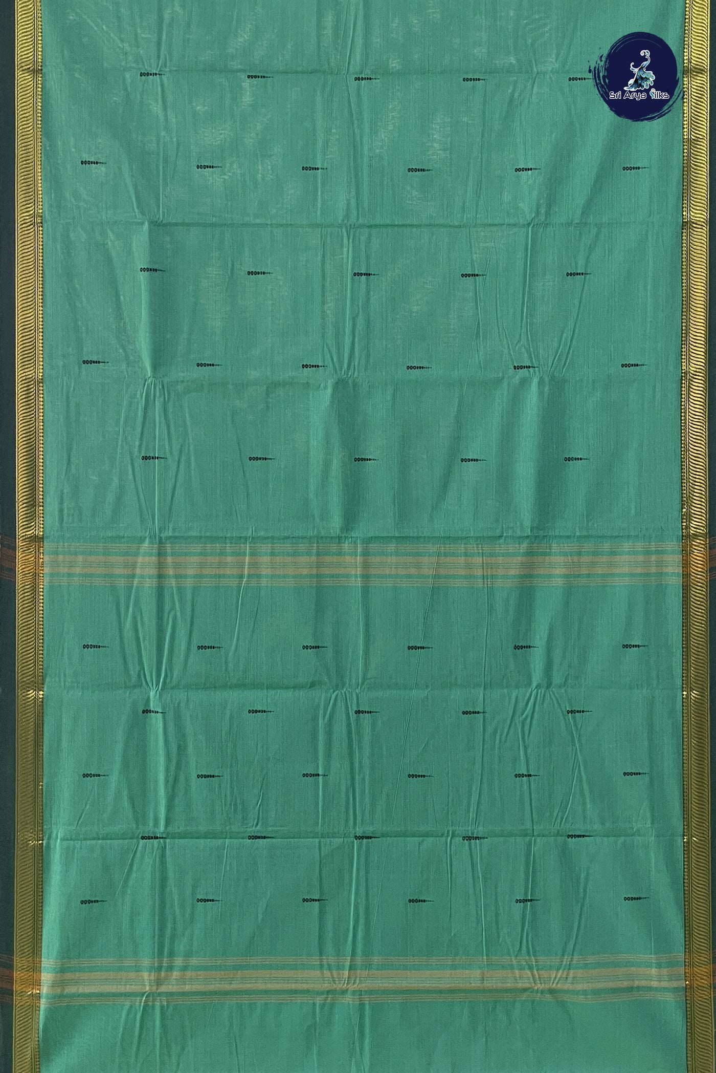 Teal Kanchi Cotton Saree With Buttas Pattern