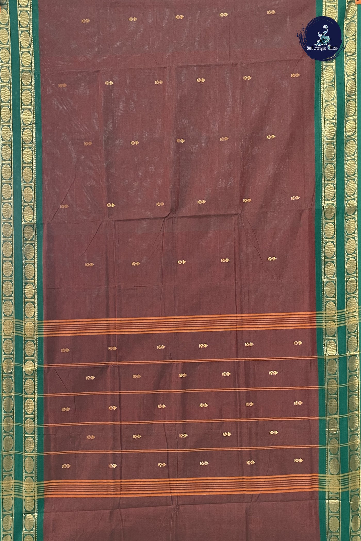 Manthulir Chettinad Cotton Saree With Zari Buttas Pattern