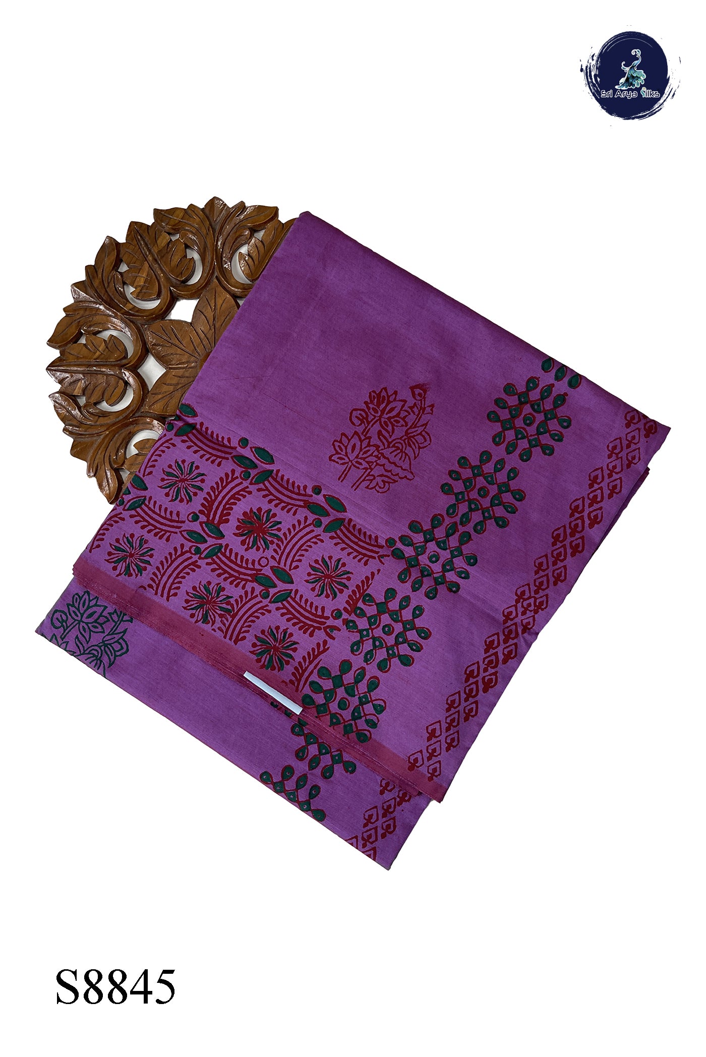 Mauve Pink Semi Silk Cotton Saree With Printed Pattern