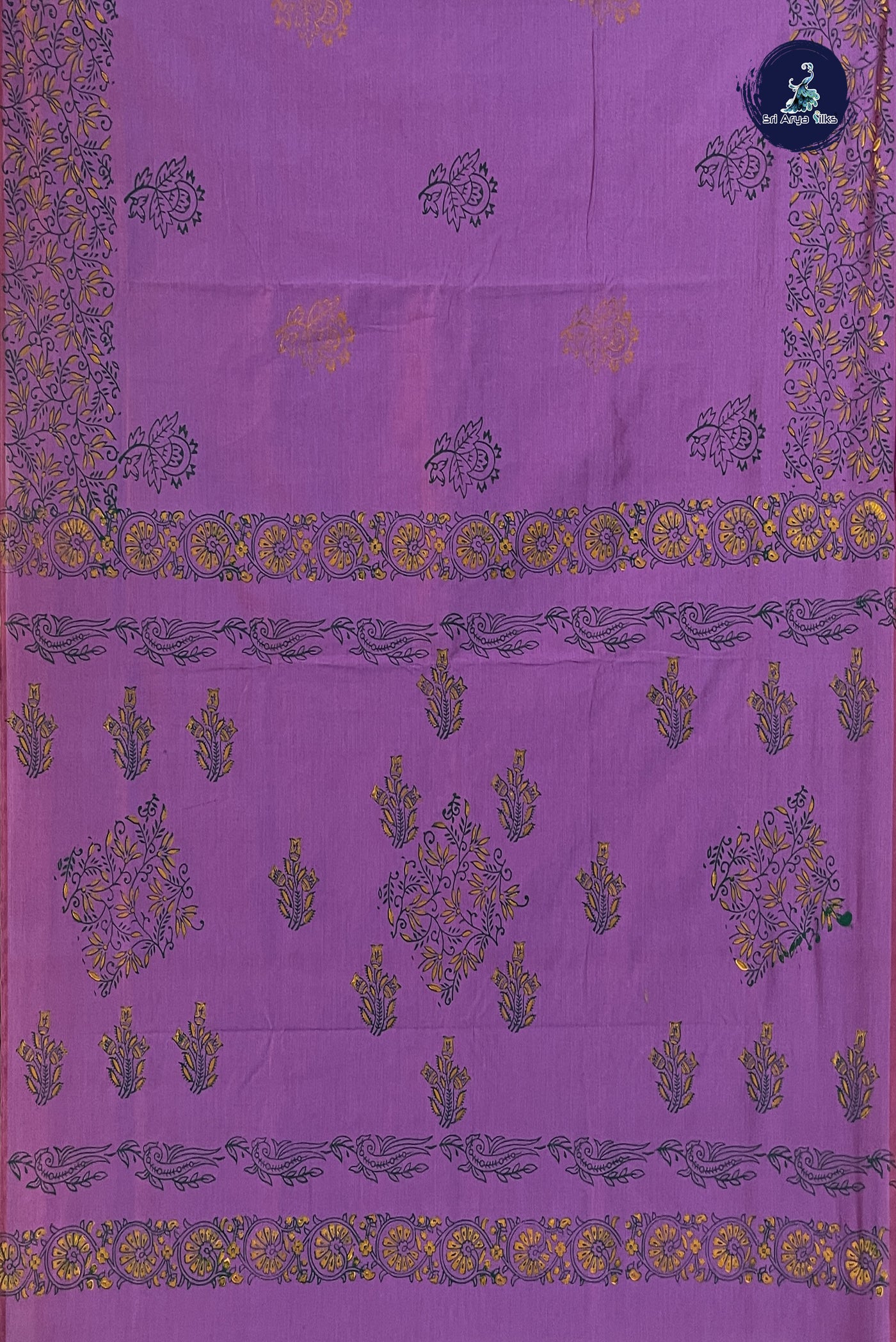 Mauve Pink Semi Silk Cotton Saree With Printed Pattern