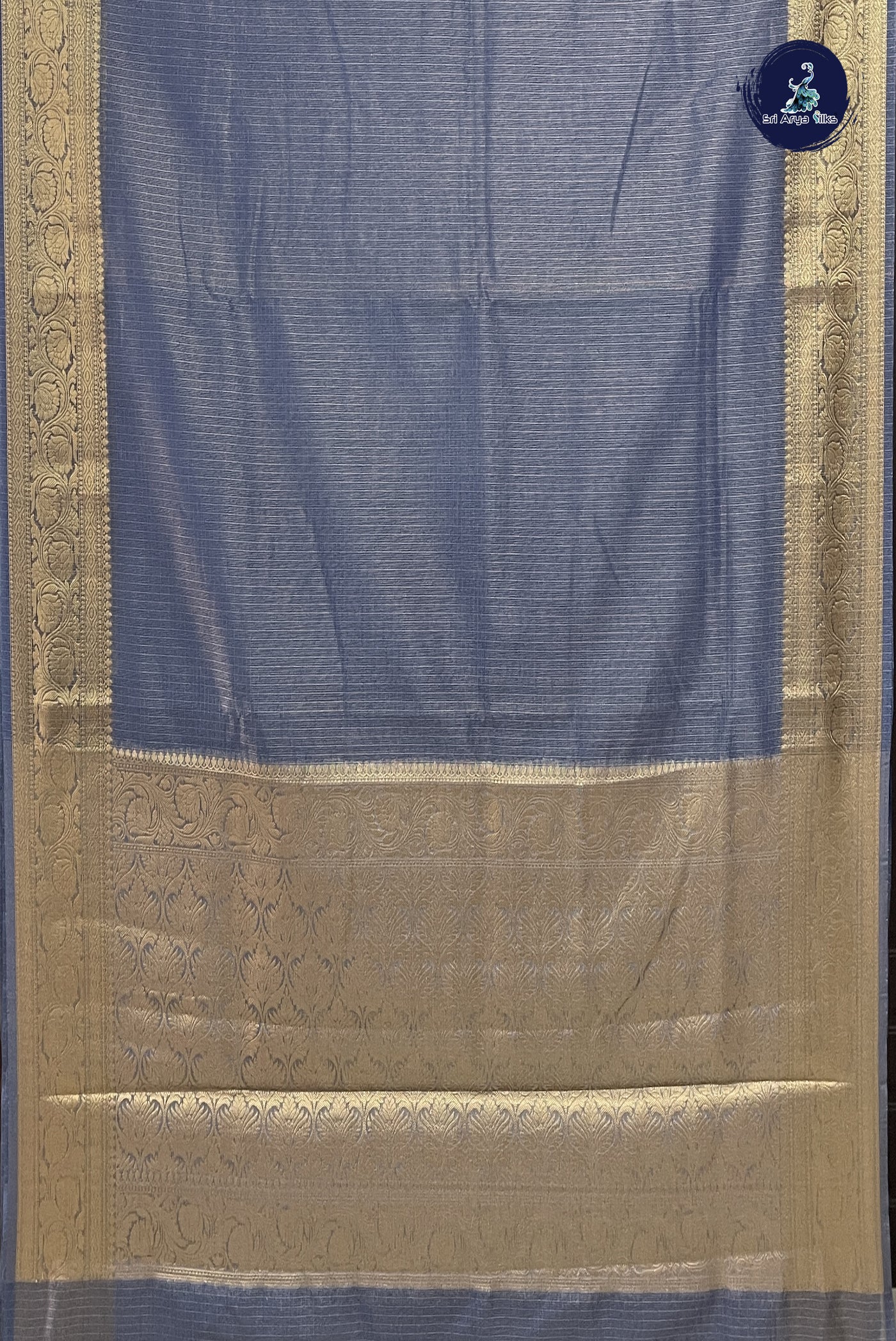 Greyish Blue Tissue Banarasi Saree With Tissue Brocade Pattern