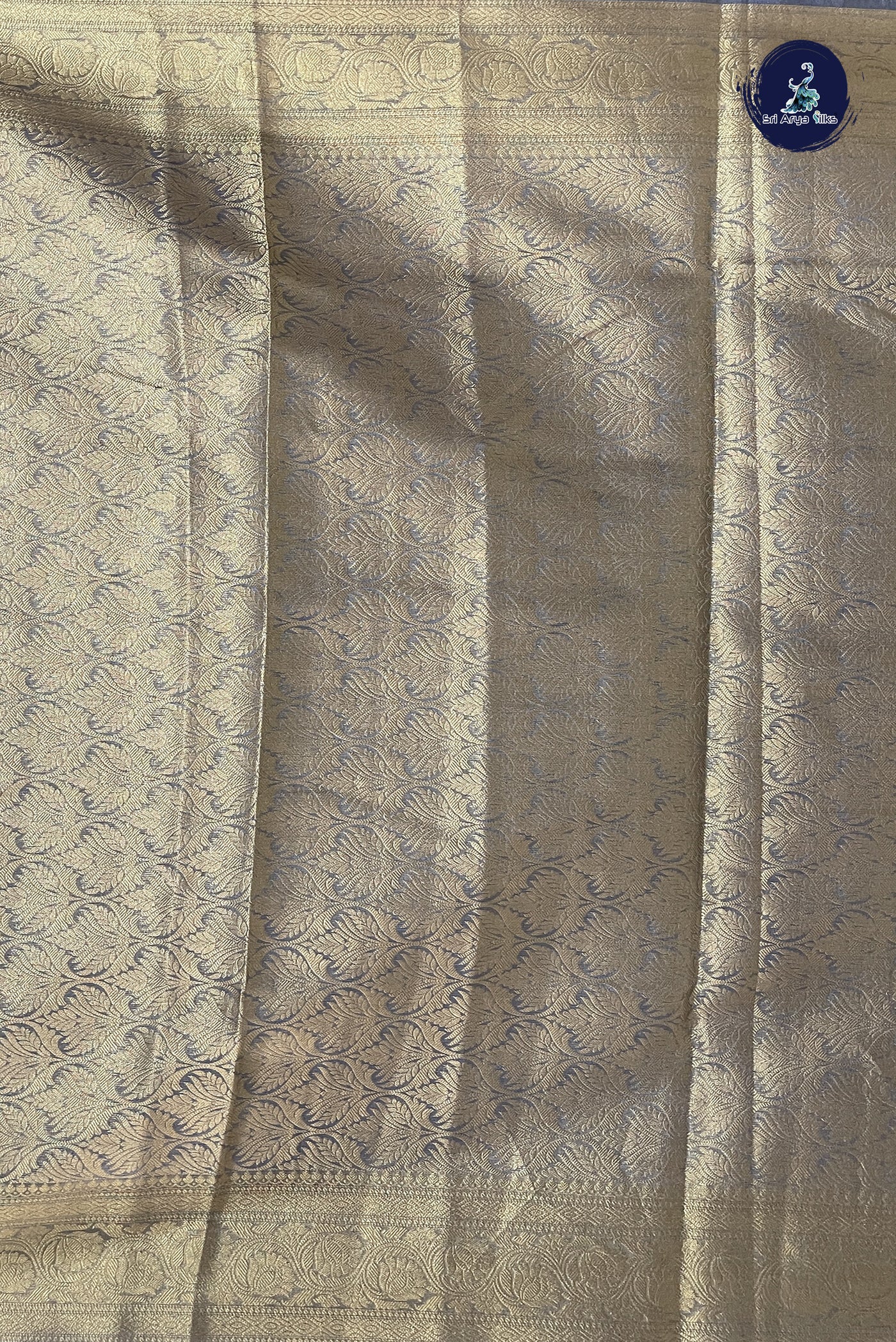 Greyish Blue Tissue Banarasi Saree With Tissue Brocade Pattern