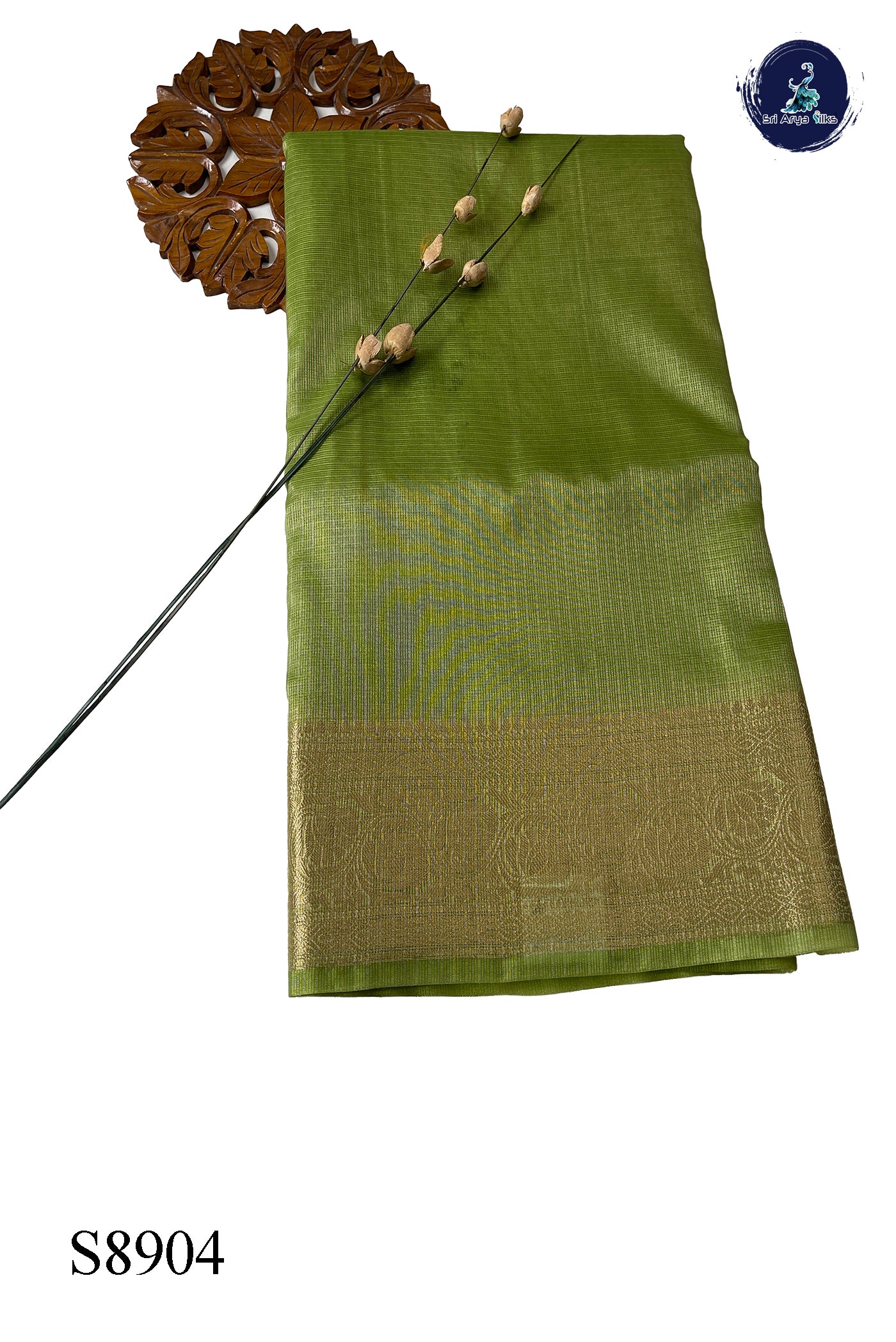 Light Green Tissue Banarasi Saree With Tissue Brocade Pattern