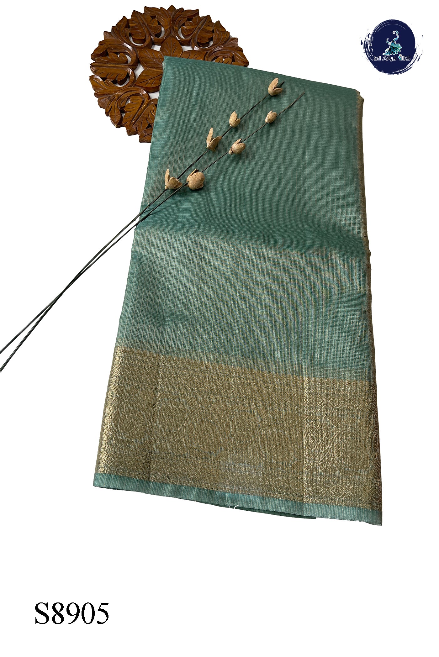 Pastel Green Tissue Banarasi Saree With Tissue Brocade Pattern