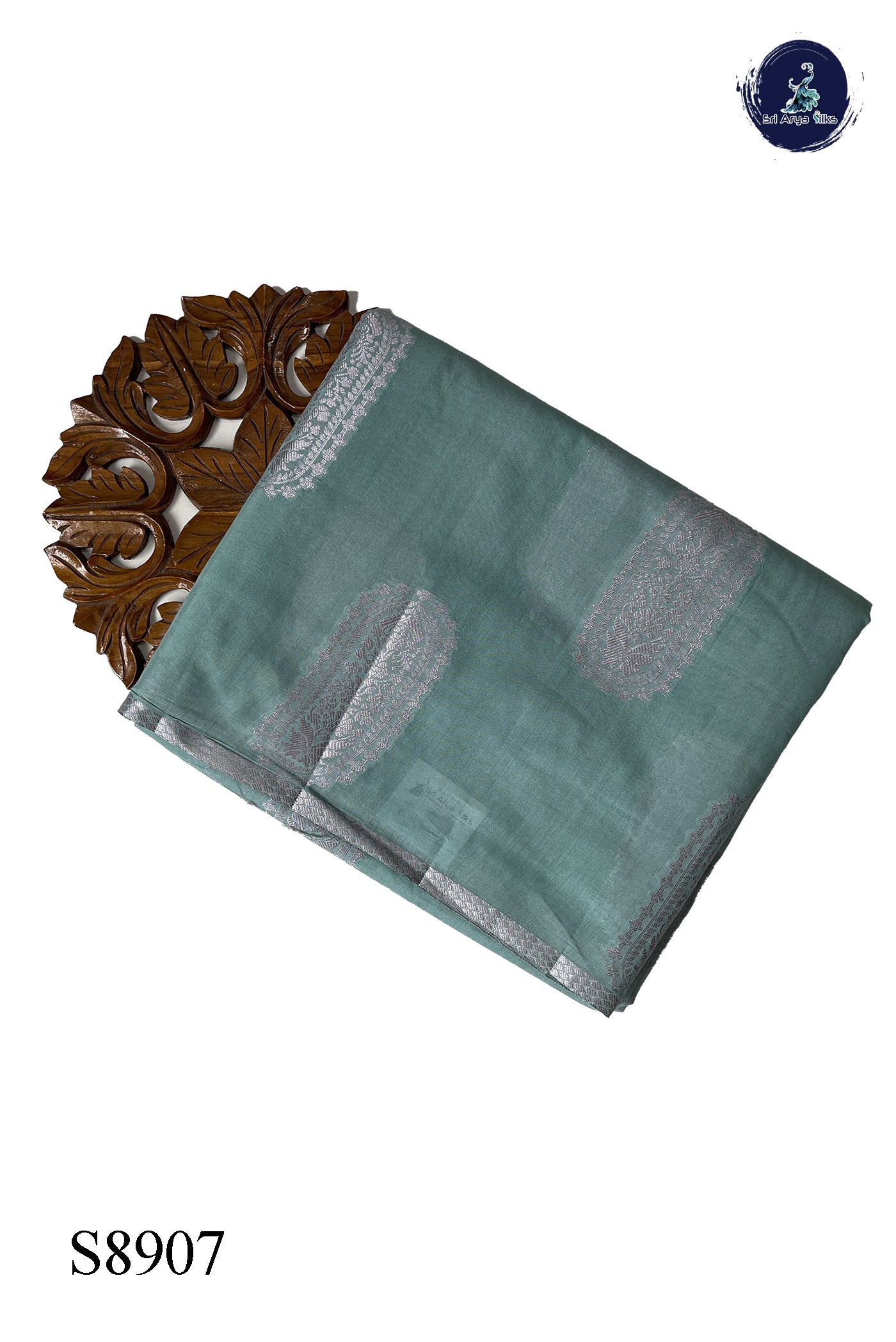 Pastel Green Raw Silk Saree With Zari Buttas Pattern