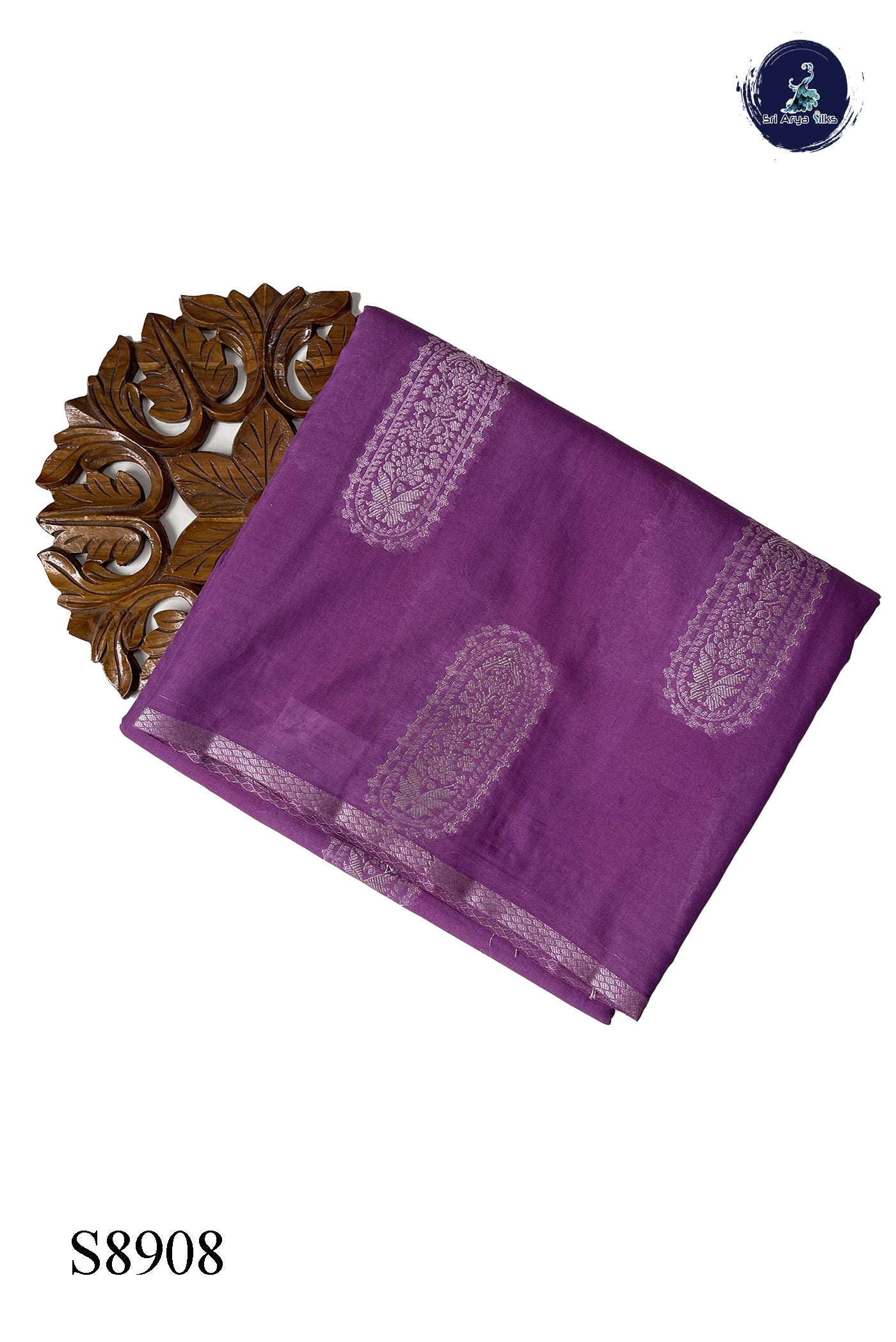 Lavender Raw Silk Saree With Zari Buttas Pattern