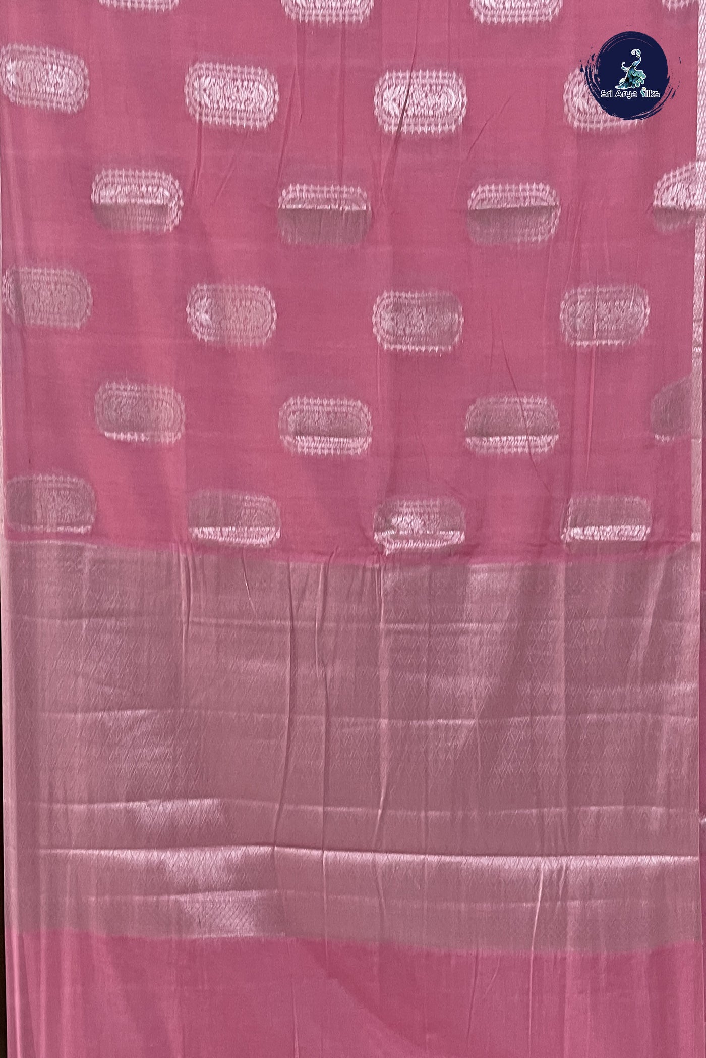 Pink Raw Silk Saree With Zari Buttas Pattern