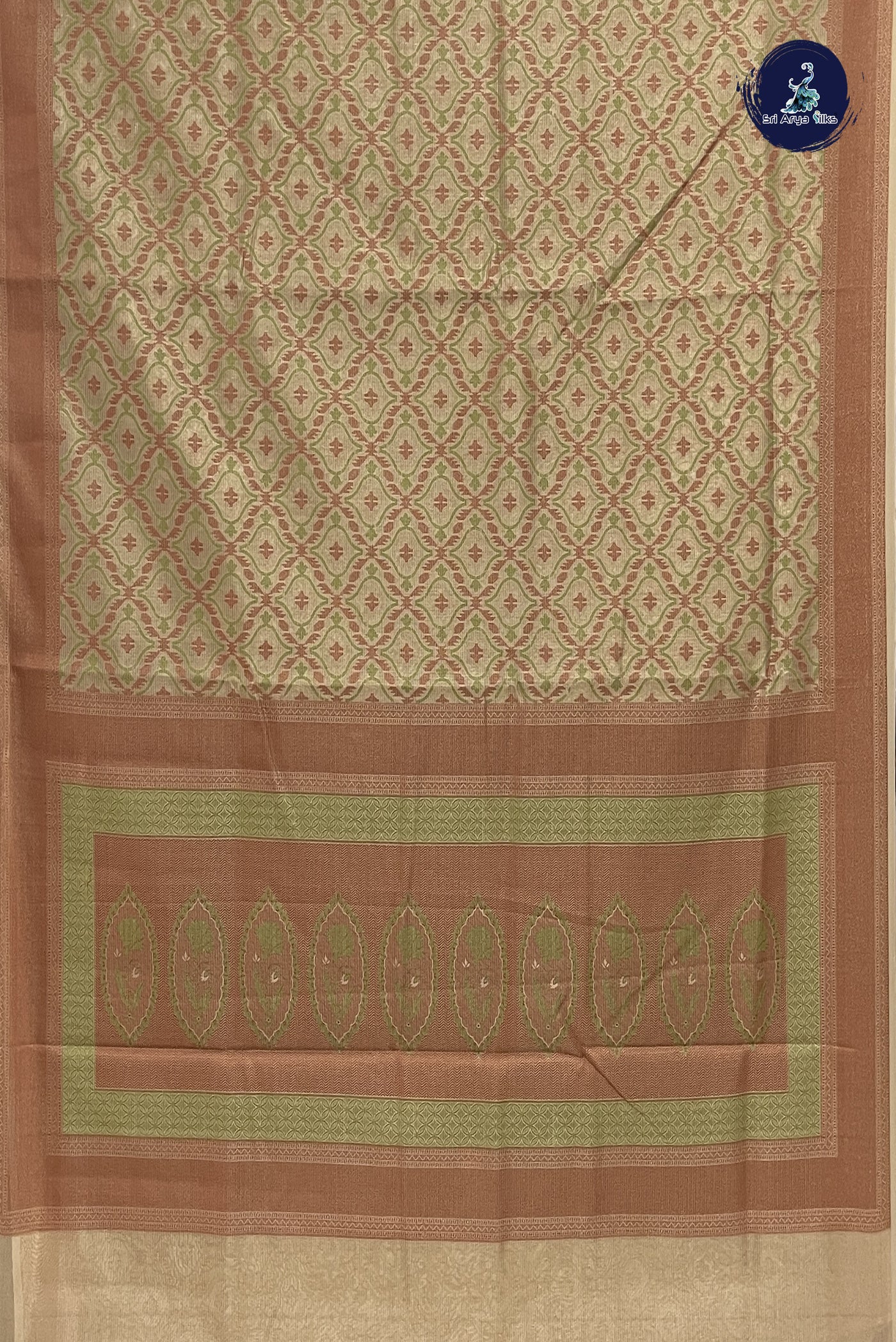 Gold Tissue Banarasi Saree With Thread Work Pattern