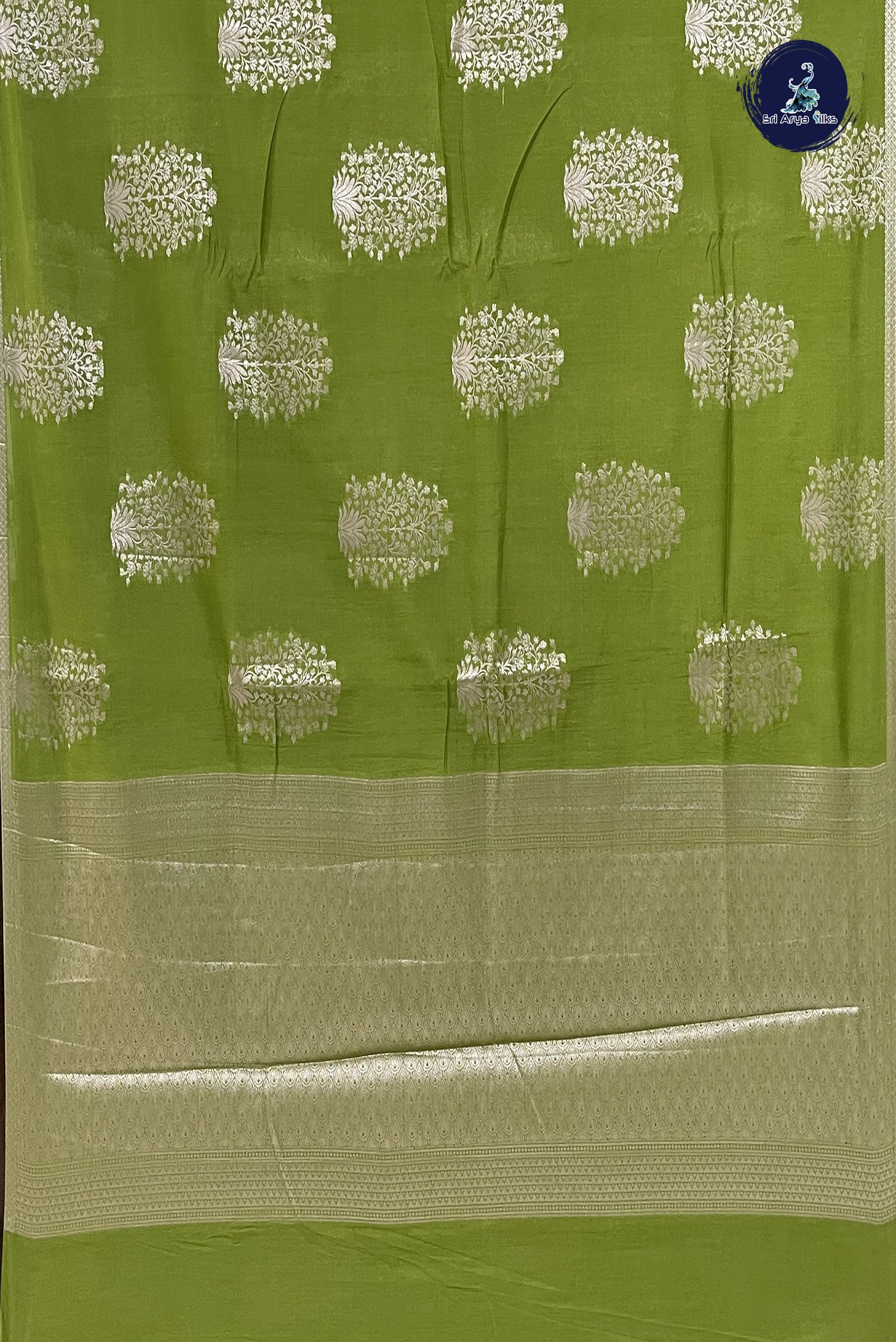 Mehendi Green Katan Silk With Zari Buttas Pattern