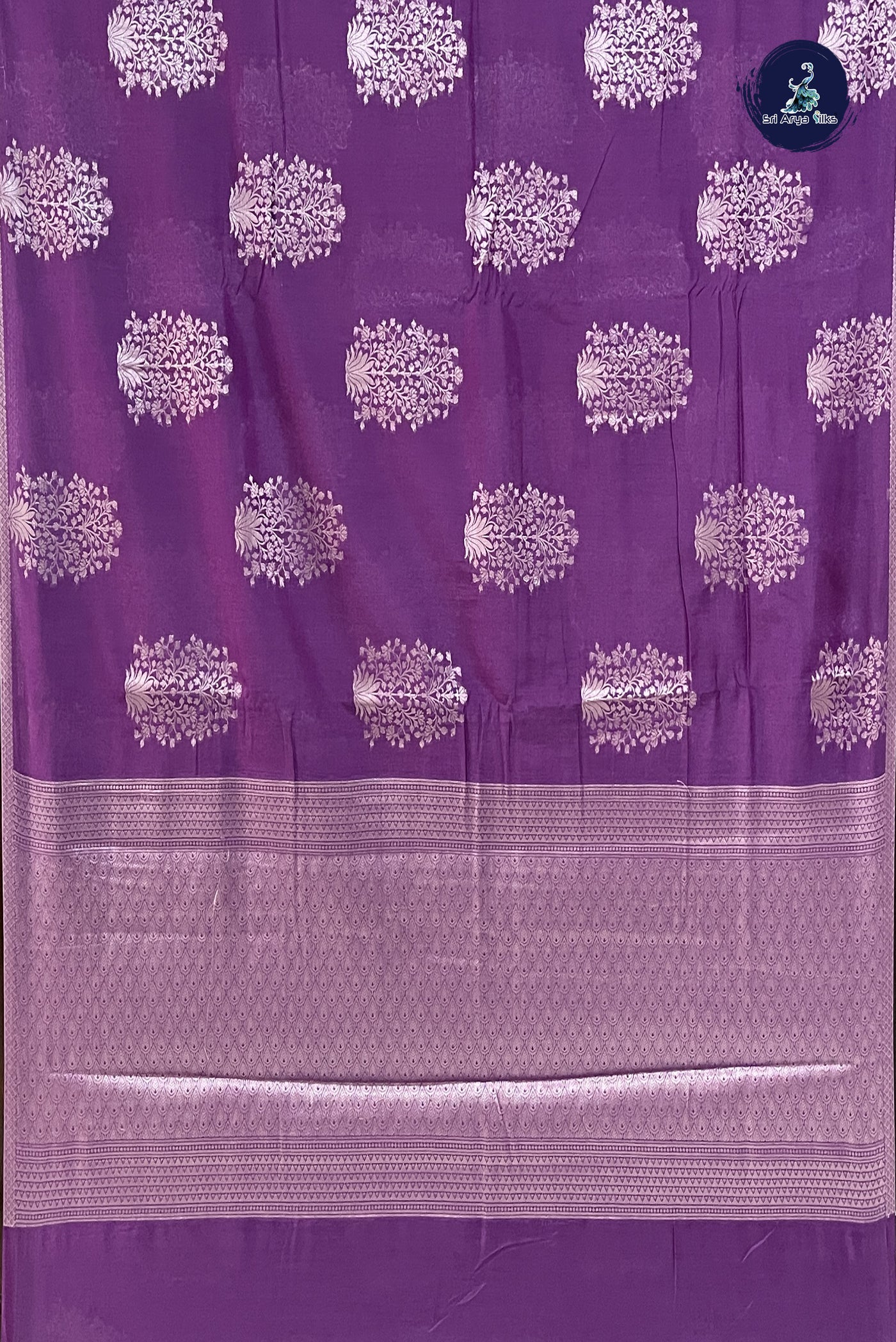 Purple Katan Silk With Zari Buttas Pattern