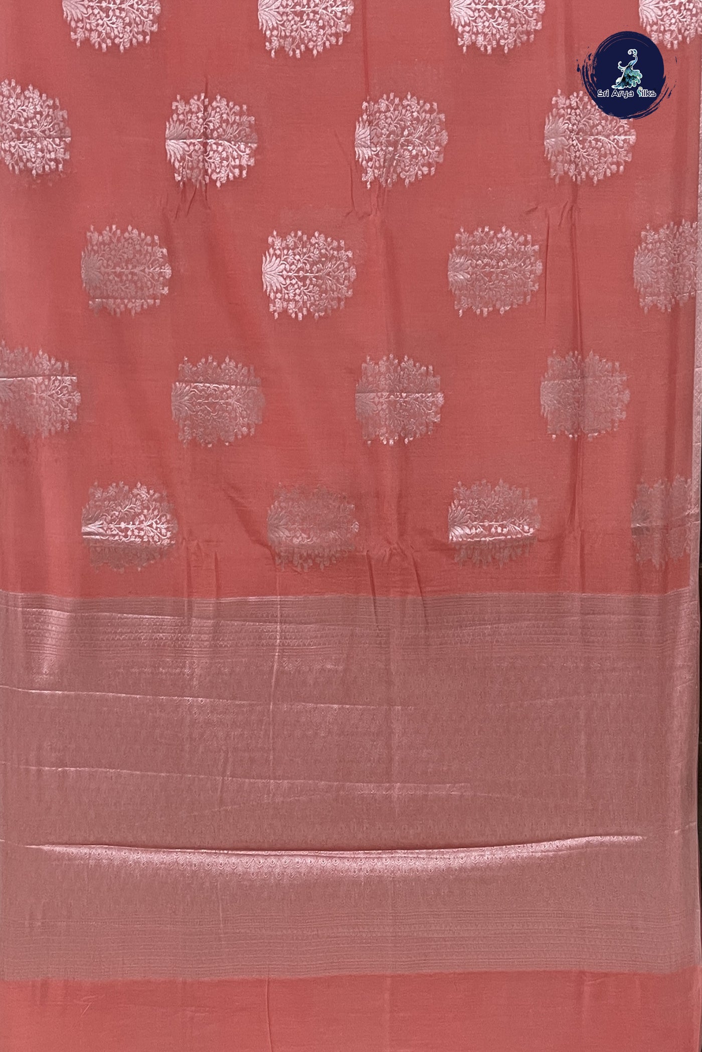 Peach Katan Silk With Zari Buttas Pattern