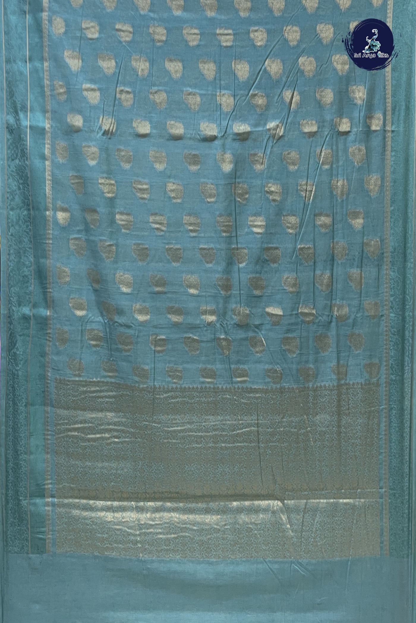 Sea Green Katan Silk With Zari Buttas Pattern