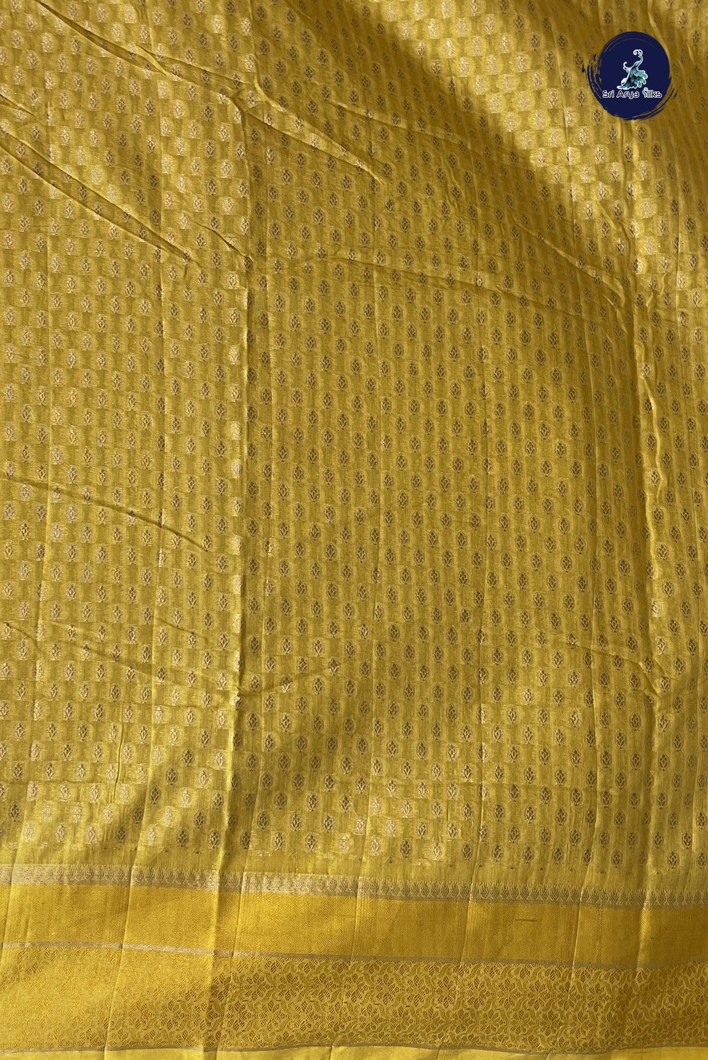 Yellow Katan Silk With Zari Buttas Pattern