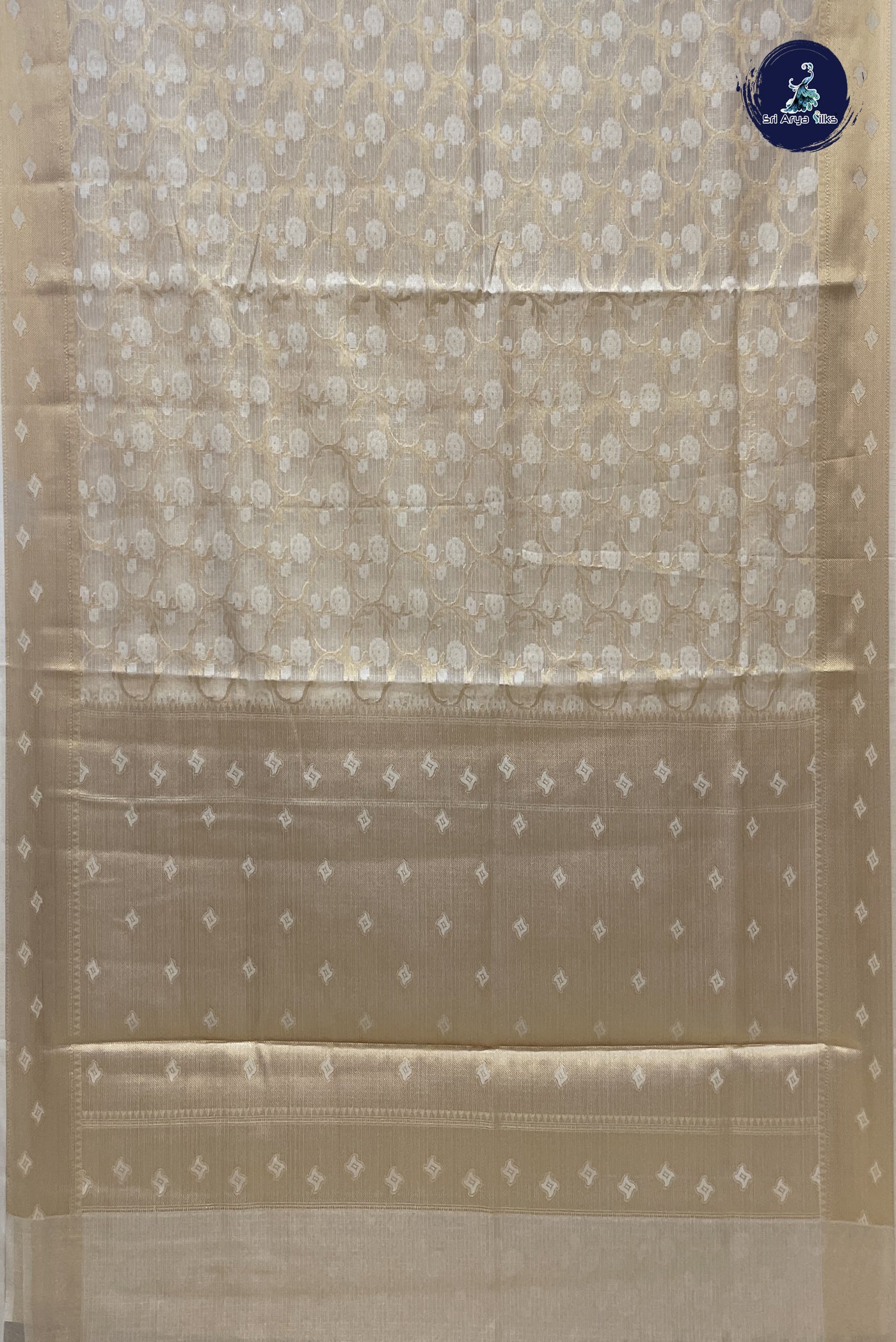 Gold Tissue Banarasi Saree With Jamdani Work Pattern