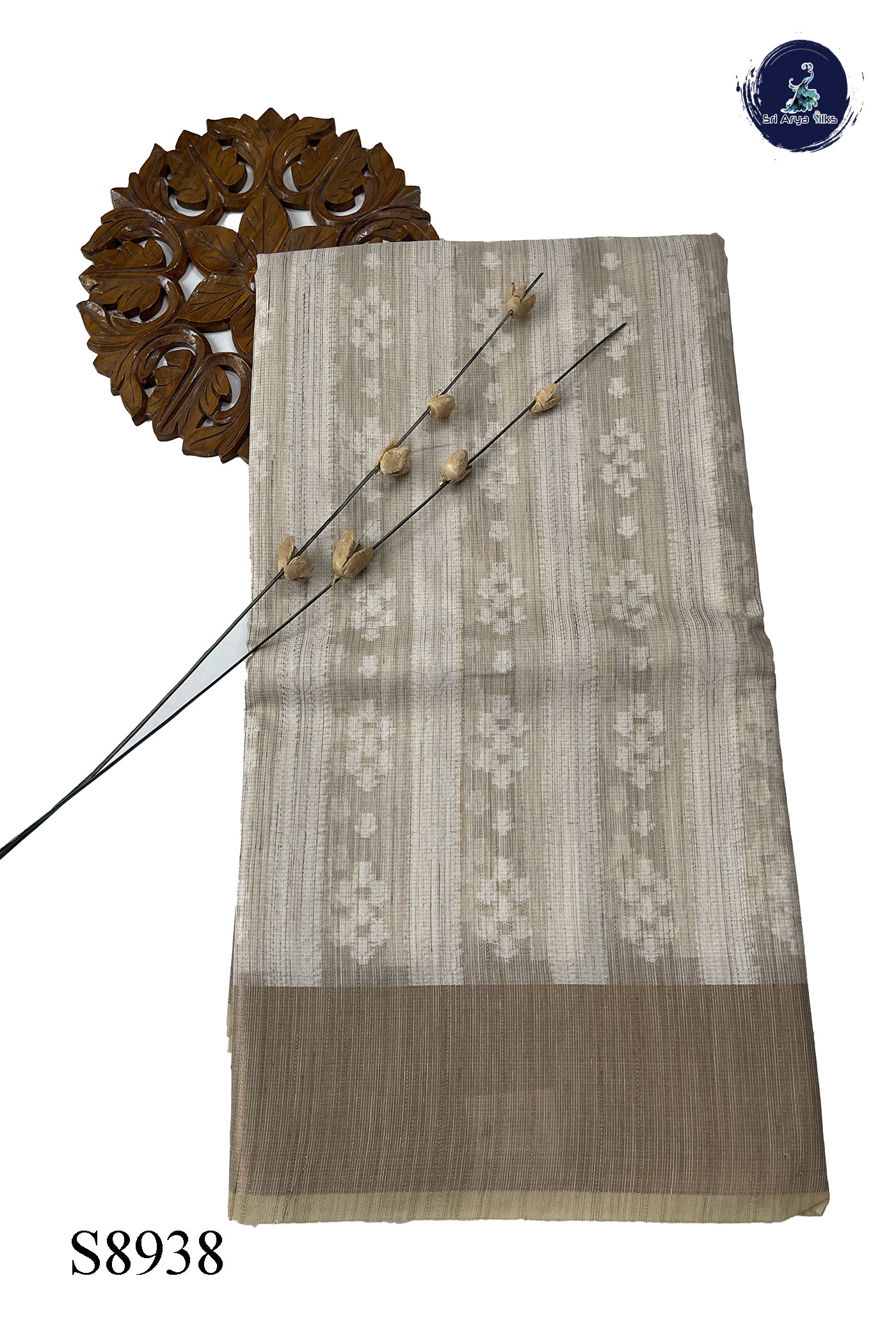 Ivory Kota Chanderi Saree With Jamdani Work Pattern