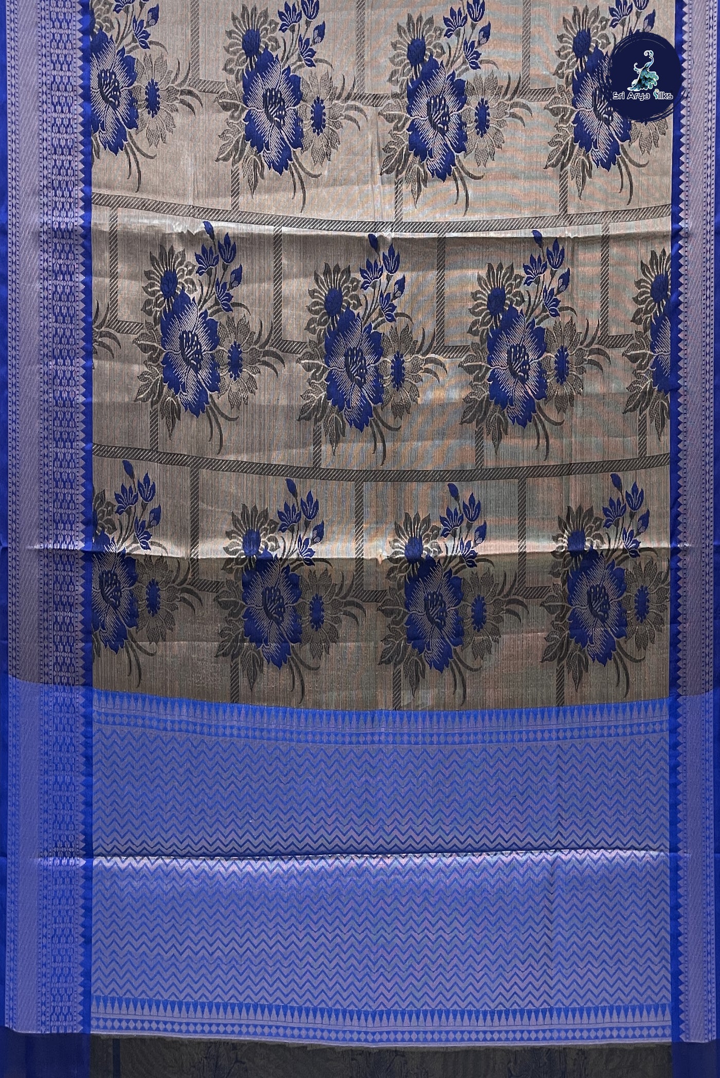 Silver Grey Tissue Banarasi Saree With Zari Woven Pattern