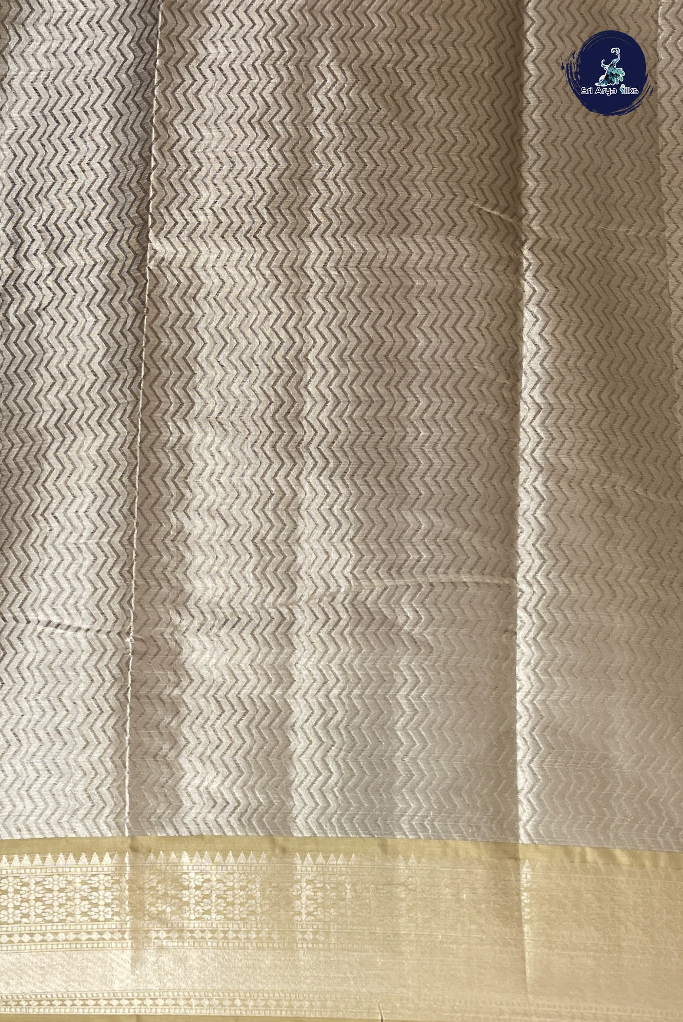 Silver Grey Tissue Banarasi Saree With Zari Woven Pattern