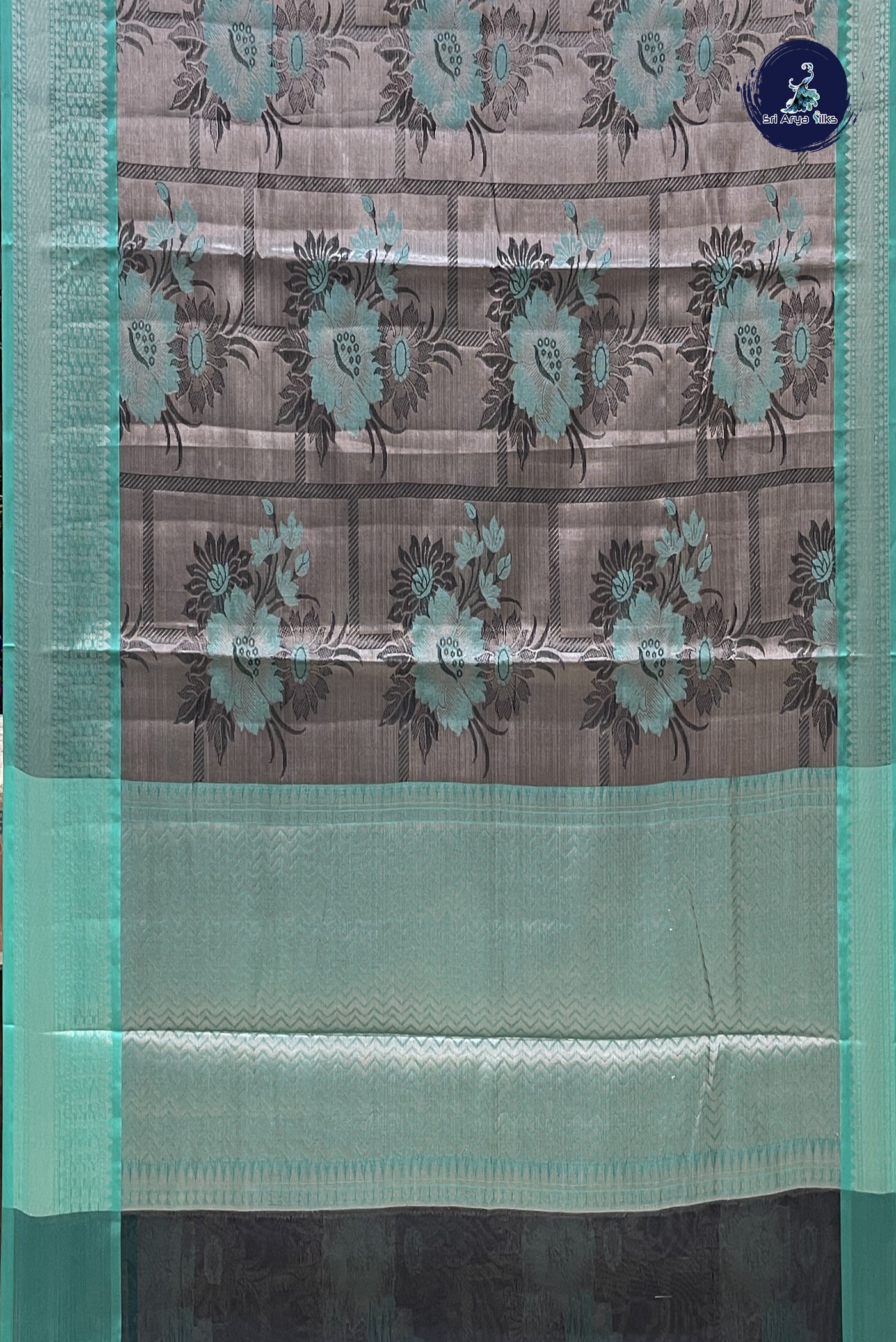 Silver Grey Tissue Banarasi Saree With Zari Woven Pattern