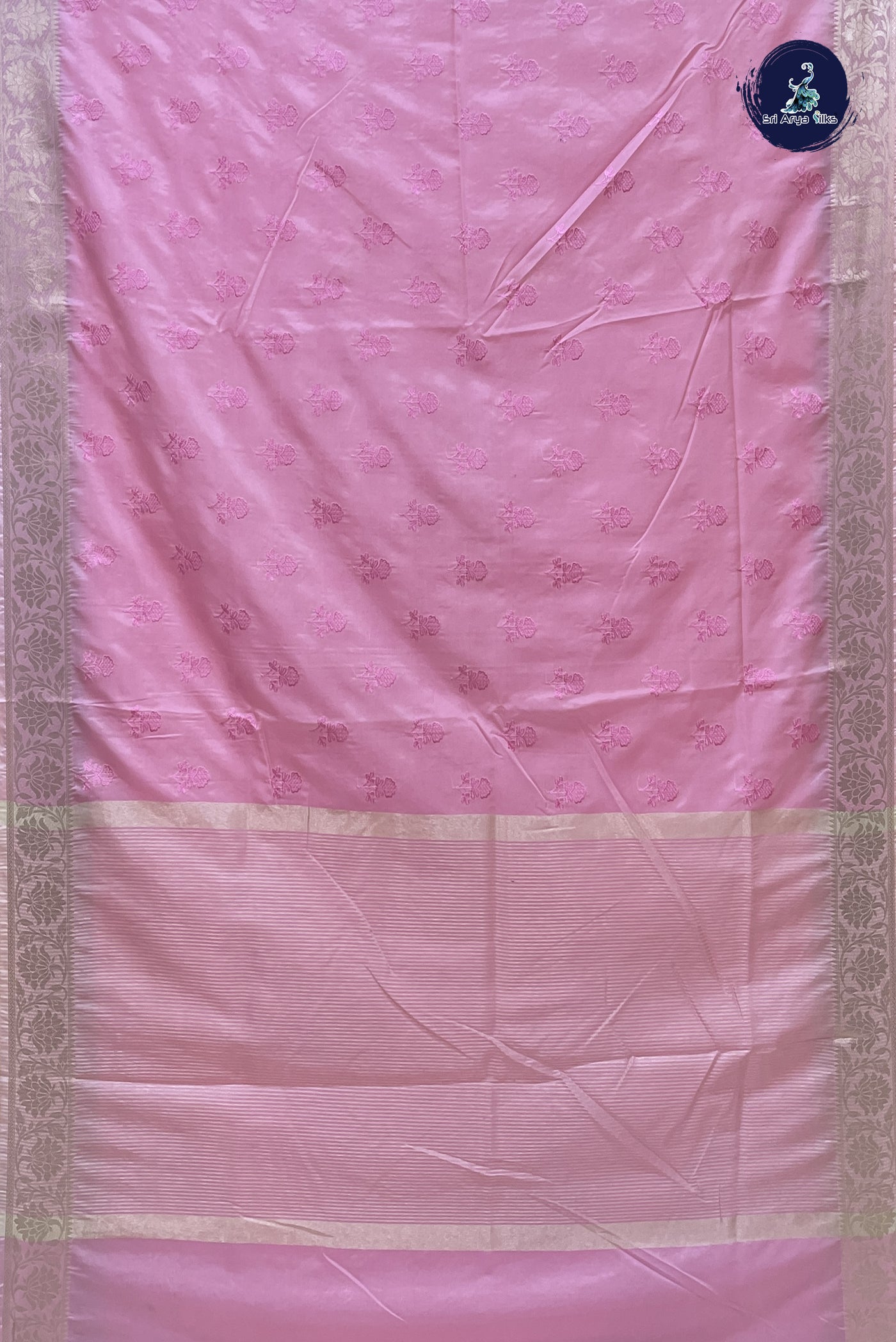 Baby Pink Katan Silk With Embroidery Pattern